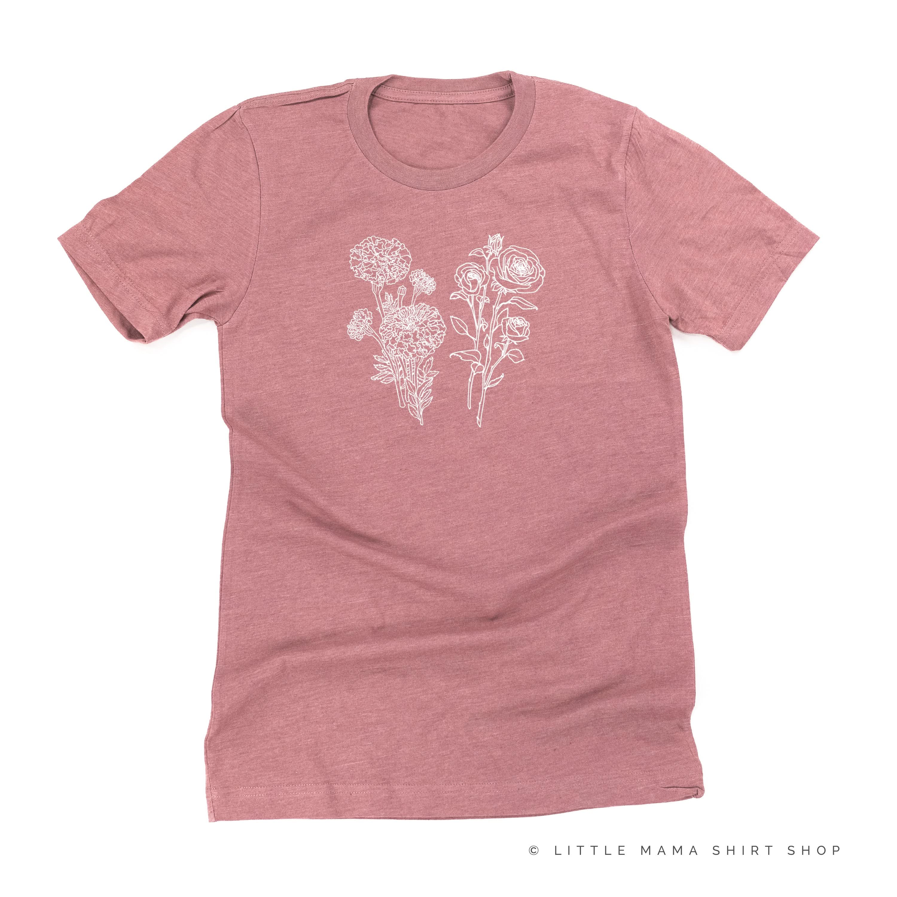 2 Across Birth Flowers - Build Your Own - Unisex Tee - Image 7