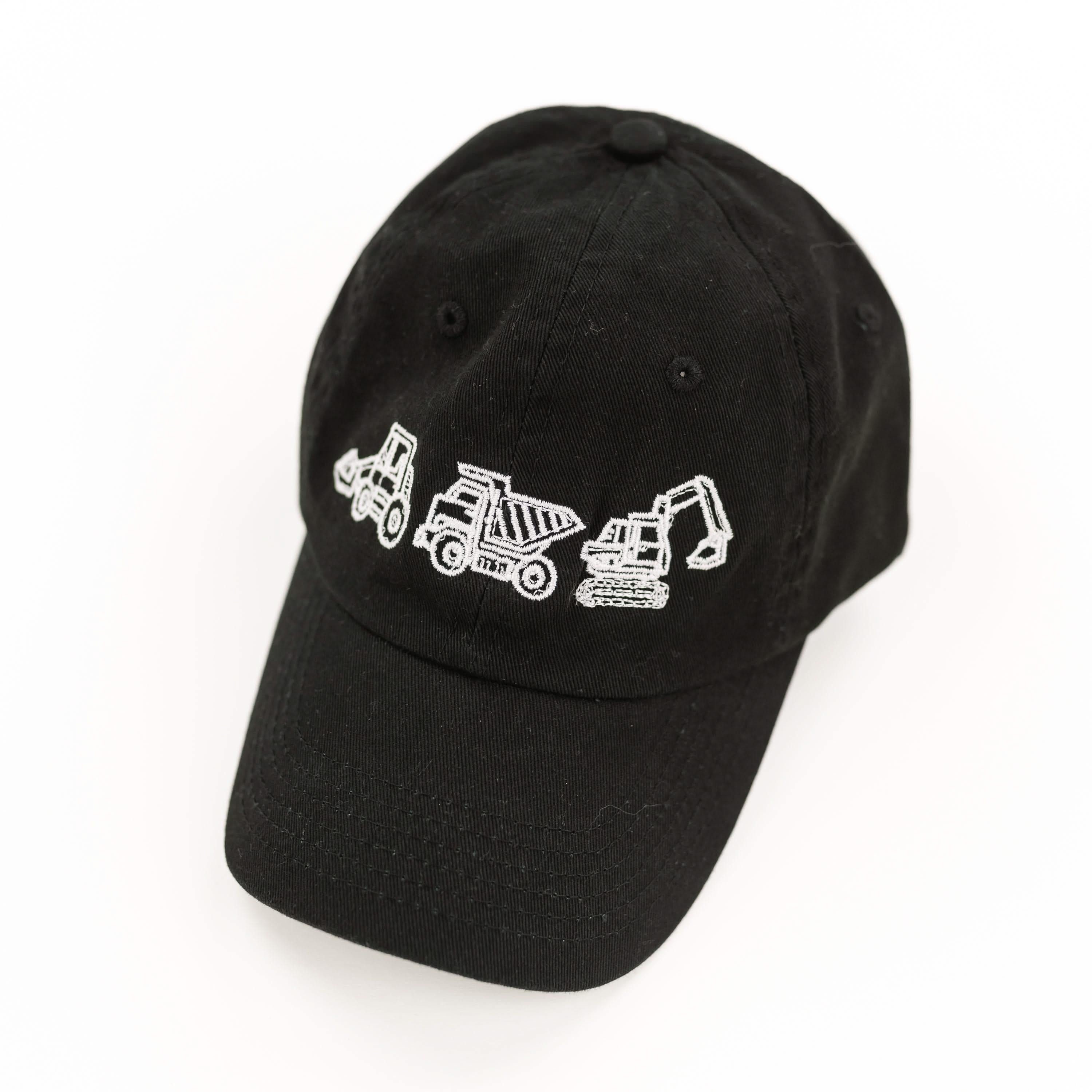 3 In A Row Construction Trucks - Child Baseball Cap - Image 3
