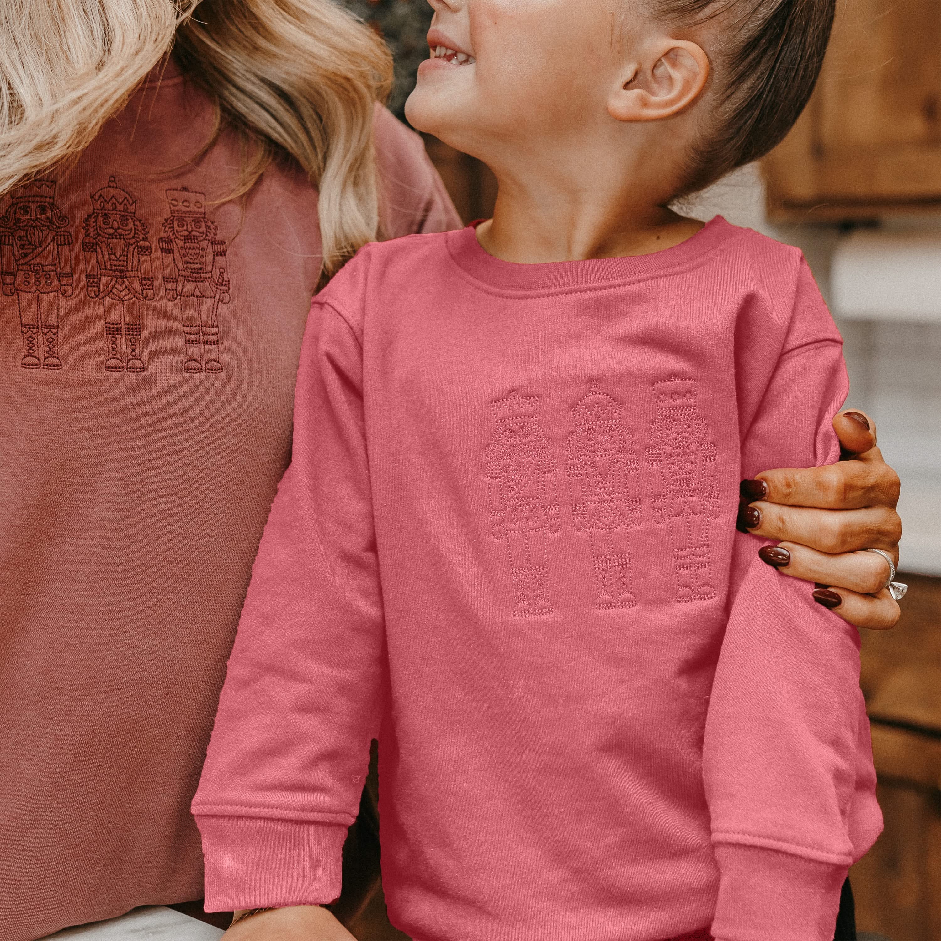 3 Nutcrackers Tone on Tone Embroidered Child Sweater – Holiday Crewneck | Little Mama Shirt Shop - Image 4