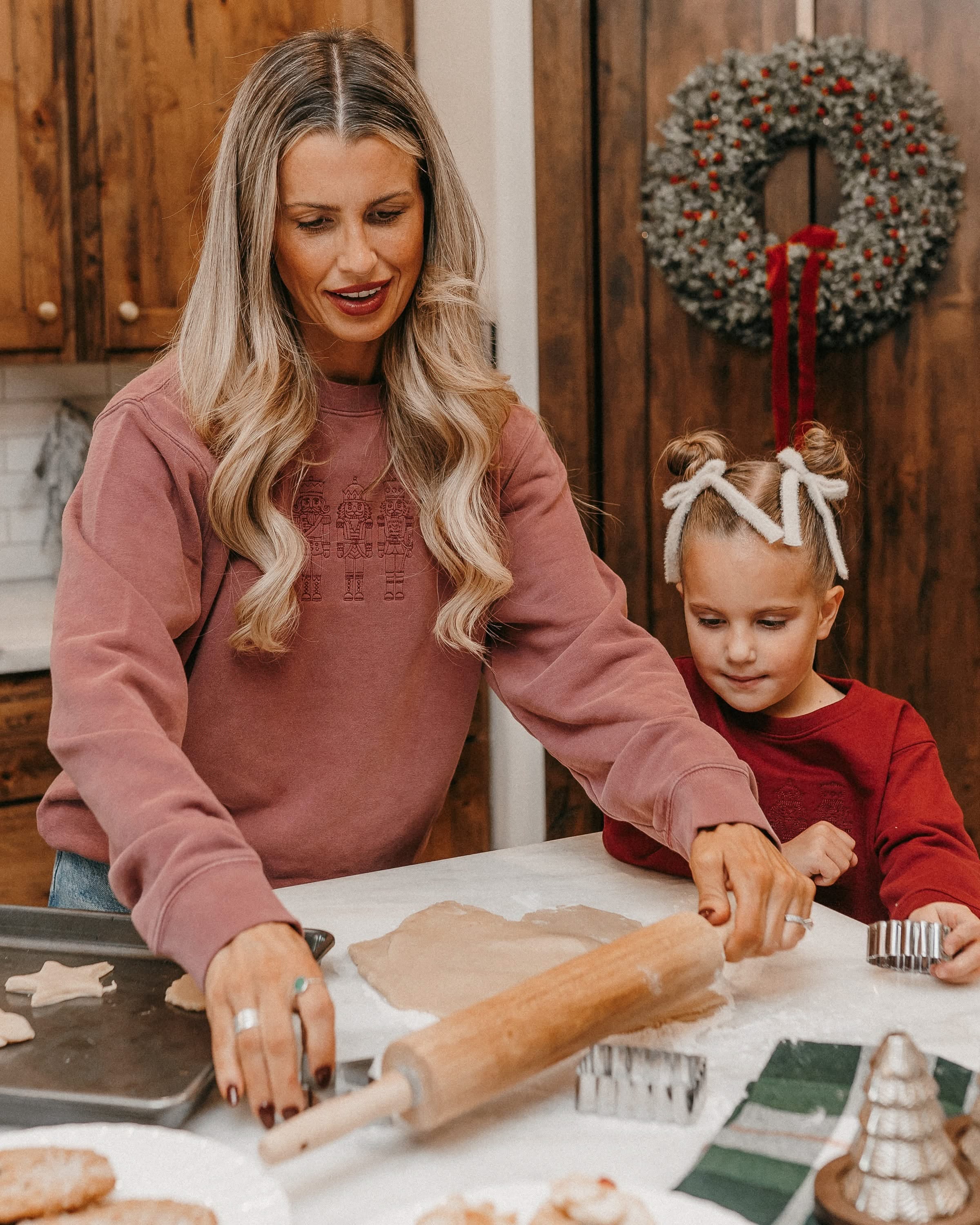 3 Nutcrackers Tone on Tone Embroidered Pigment Crewneck – Classic Holiday Sweatshirt | Little Mama Shirt Shop - Image 3