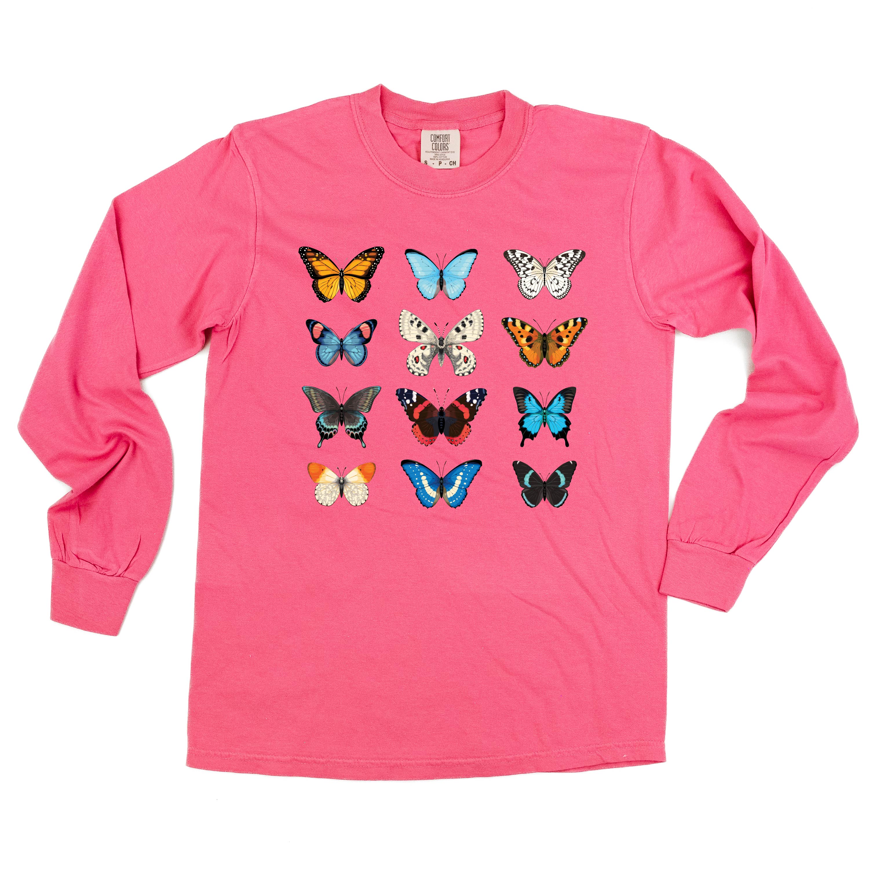 3x4 Butterfly Chart - Long Sleeve Comfort Colors Tee - Image 3