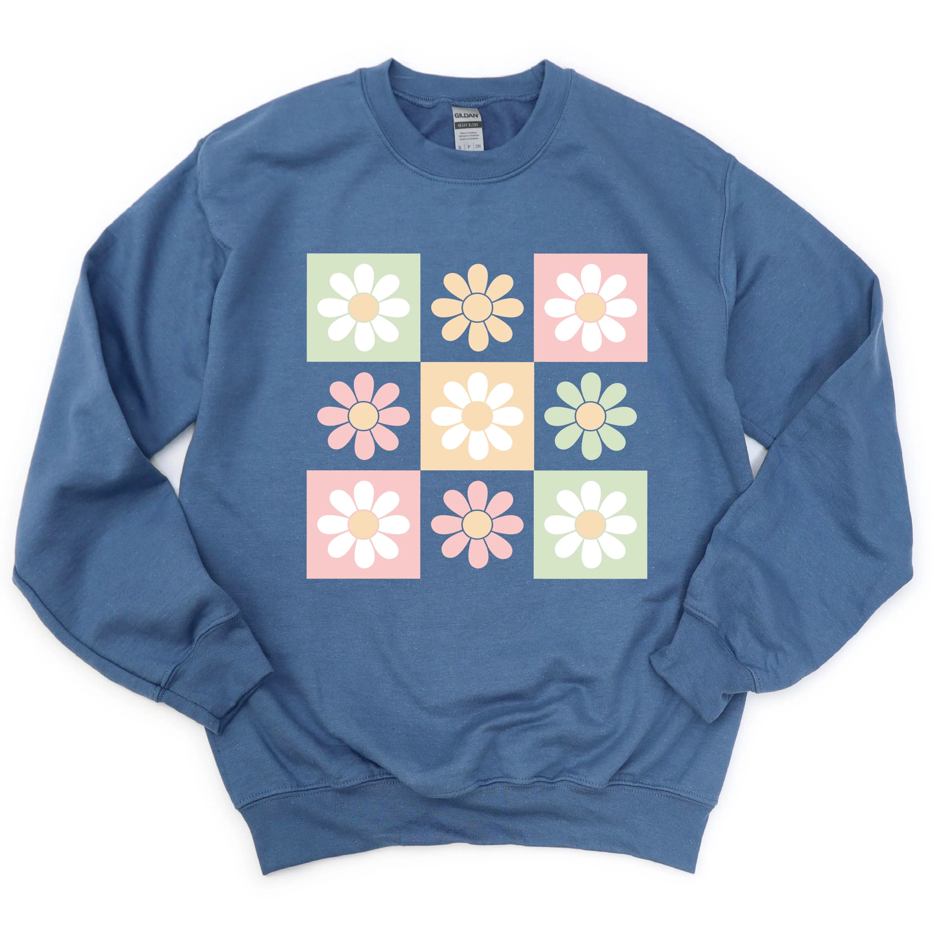 3x3 Checker Board Flowers - BASIC Fleece - Image 2