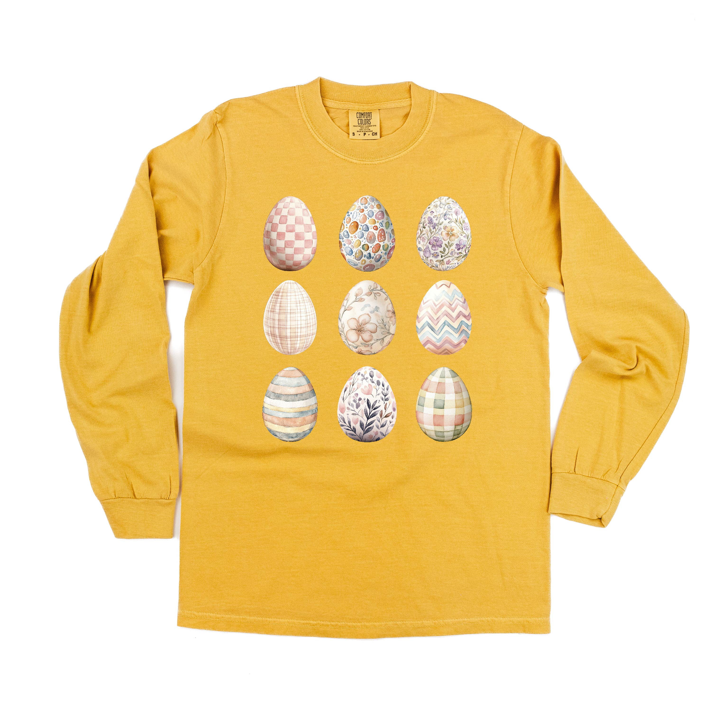 3x3 Painted Eggs - Long Sleeve Comfort Colors Tee - Image 6