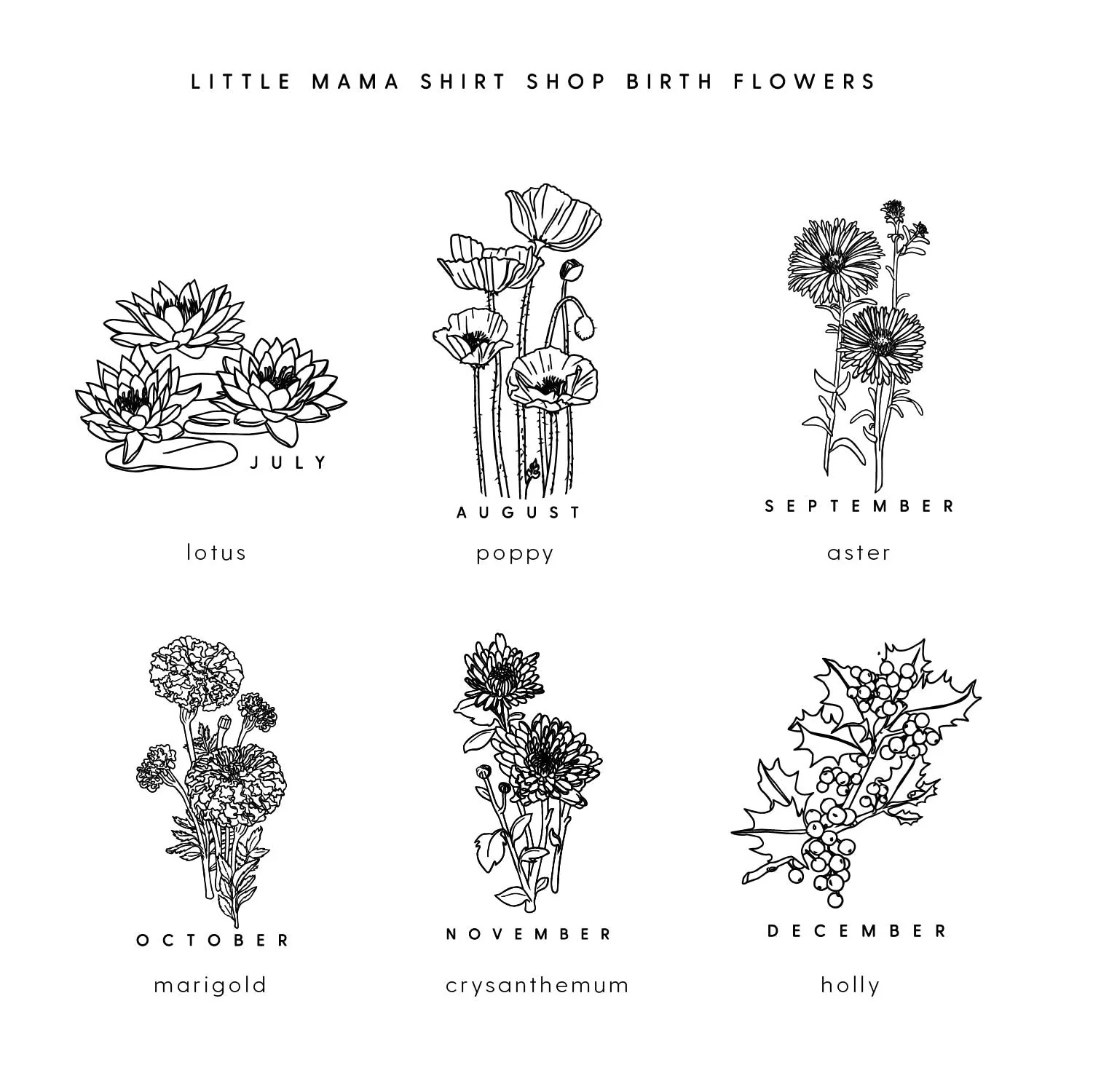 4 Across Birth Flowers - Build Your Own - Unisex Tee - Image 4