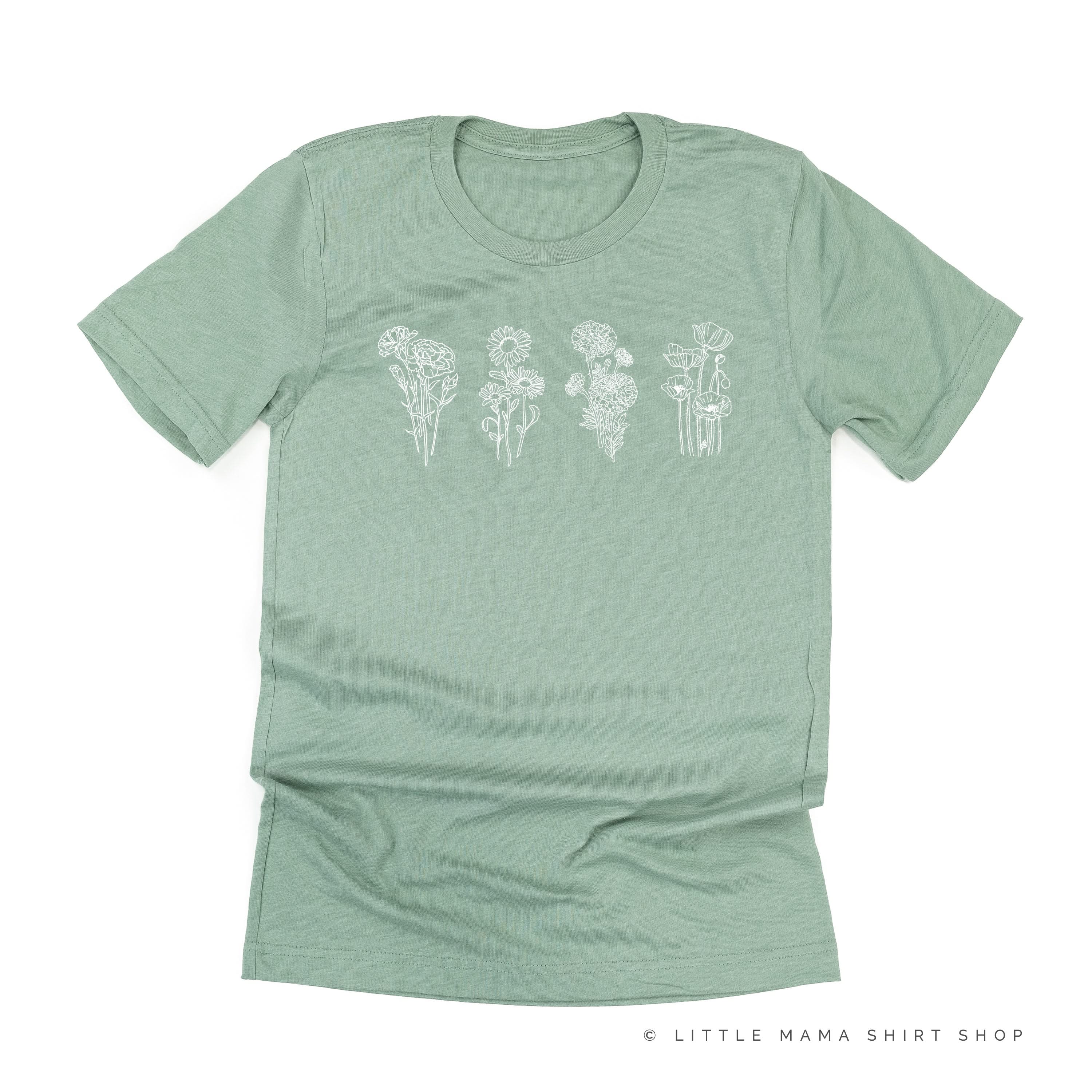 4 Across Birth Flowers - Build Your Own - Unisex Tee - Image 7