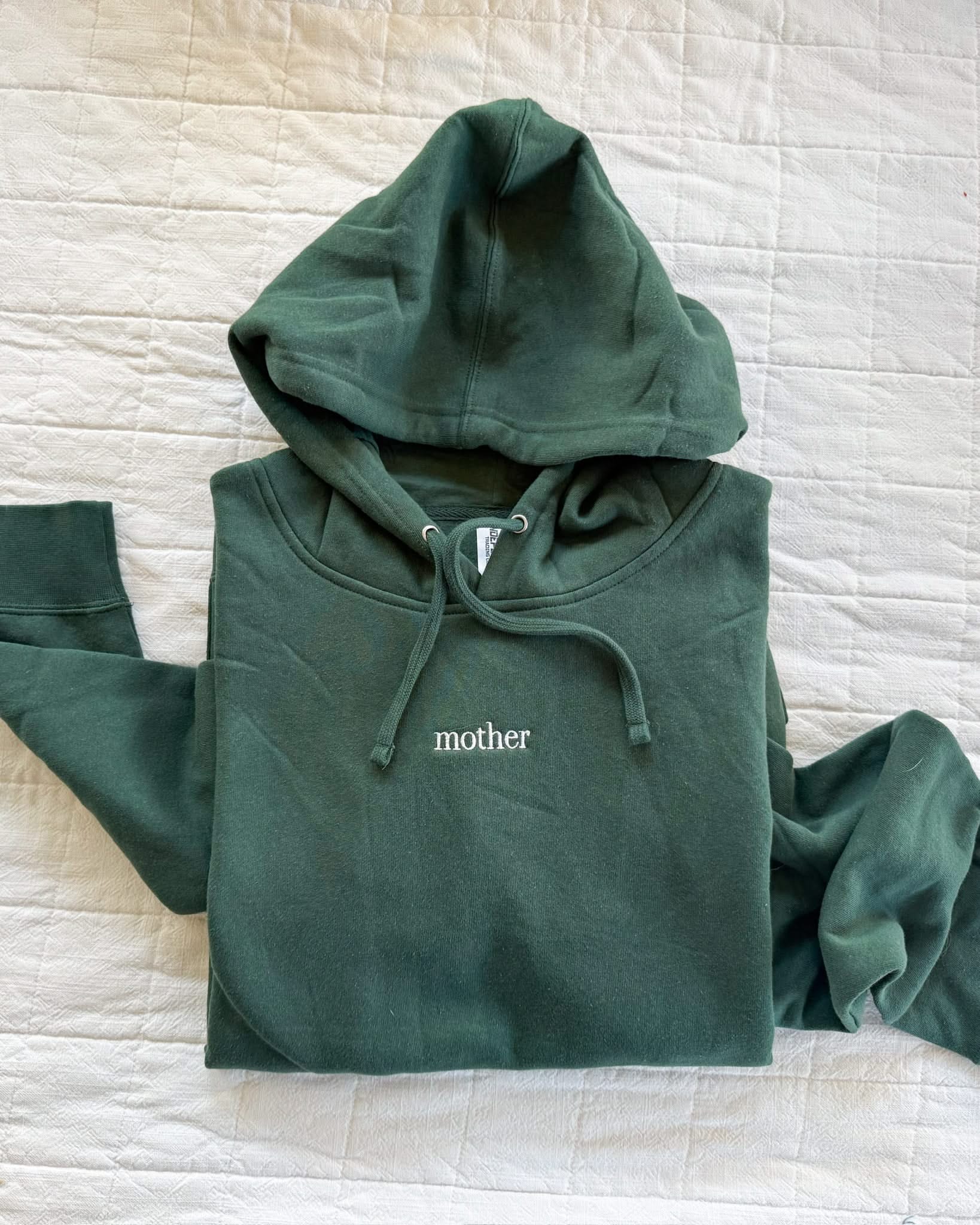 Mom / Mama / Mother – Embroidered Midweight Hoodie – Alpine Green – Women | Little Mama Shirt Shop - Image 2