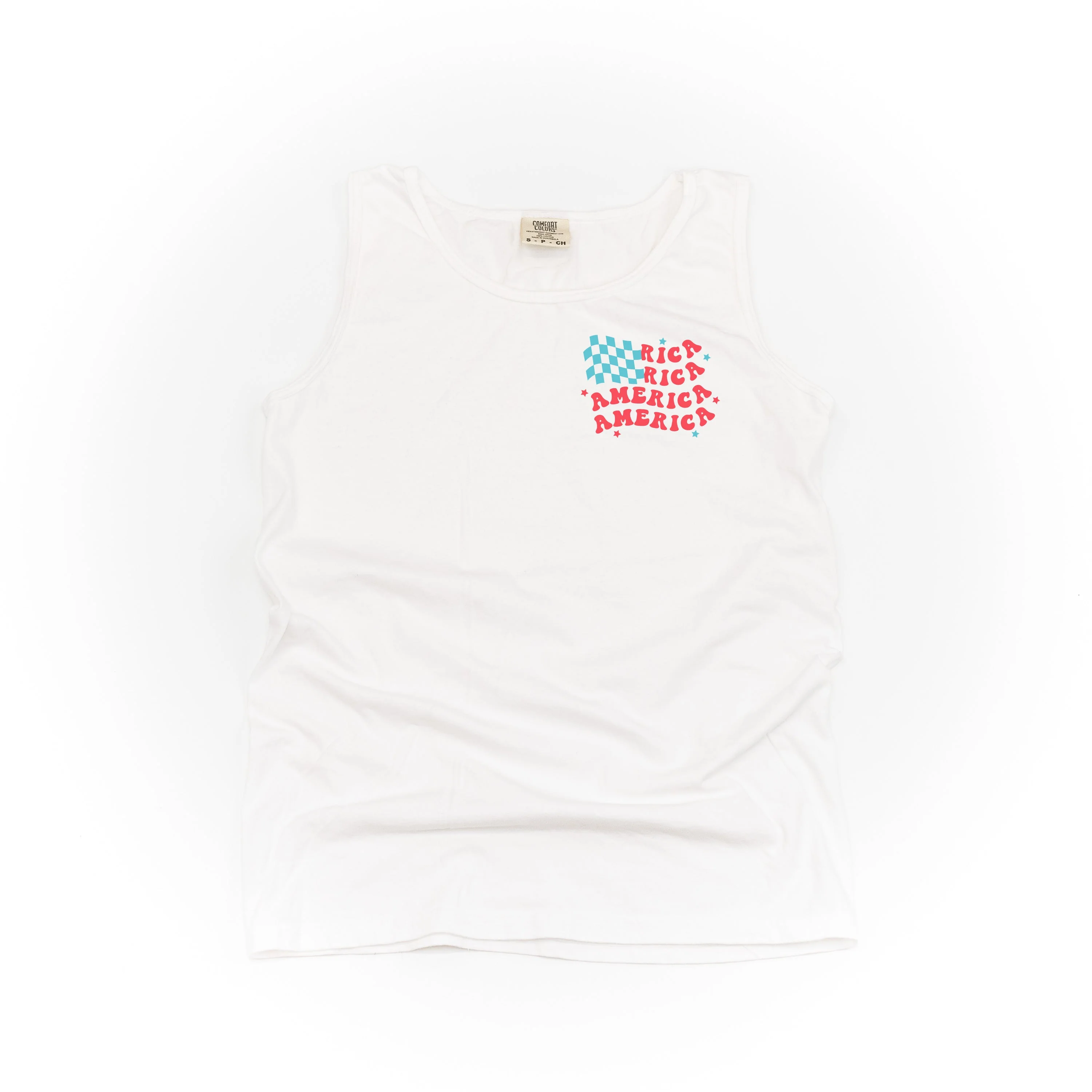 America Checkers Flag - Comfort Colors TANK - Image 3
