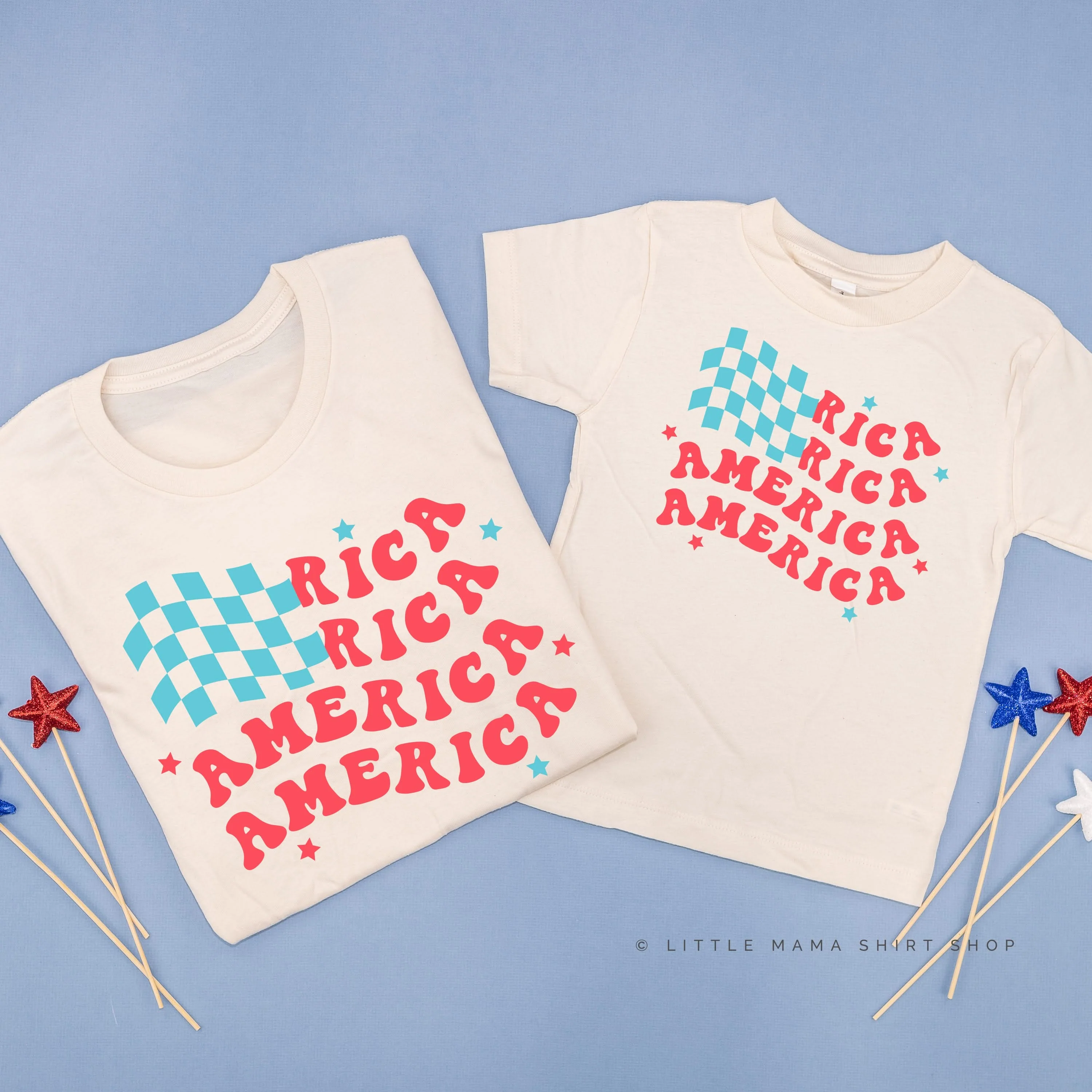 America Checkers Flag - Set of 2 Tees - Image 4