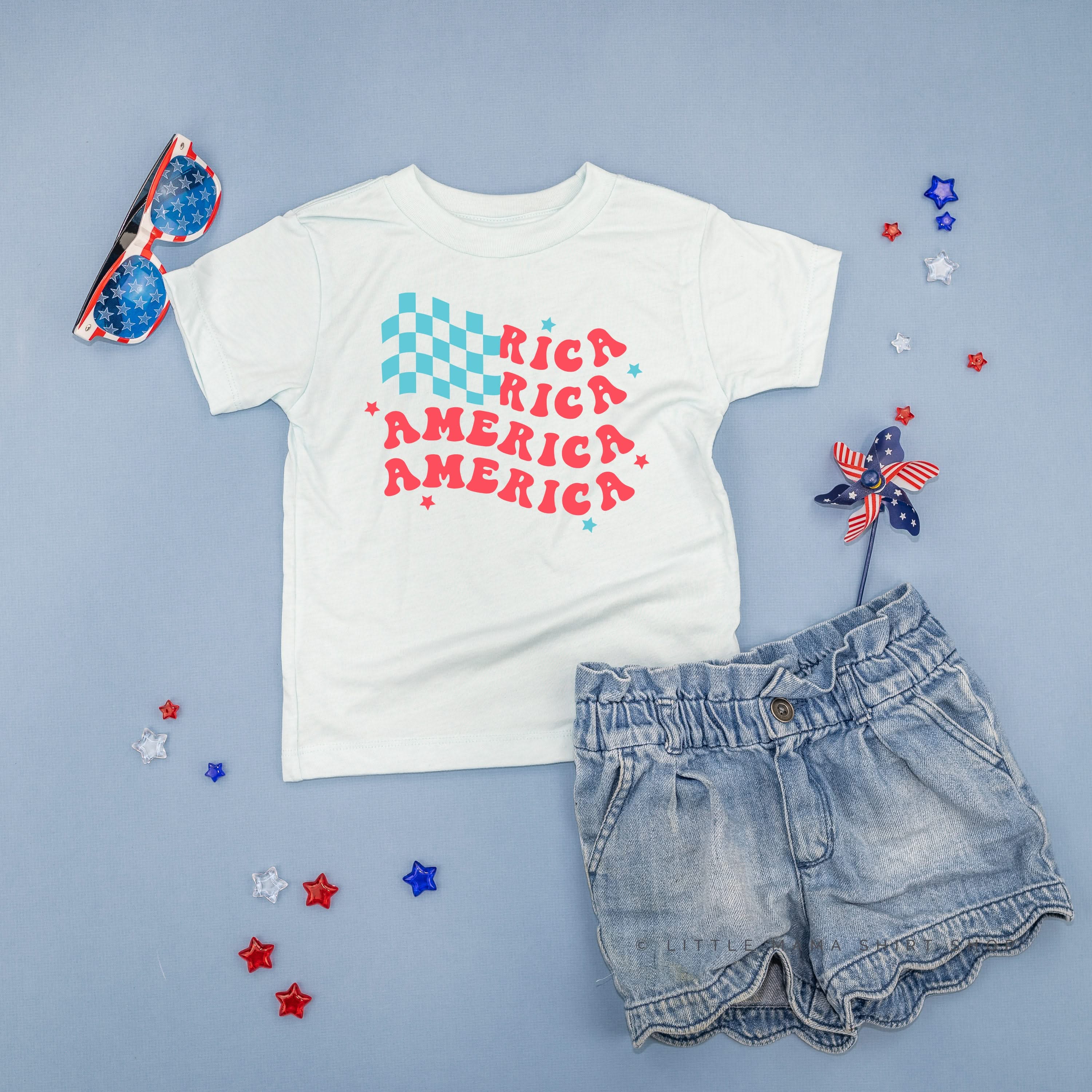 America Checkers Flag - Child Tee - Image 11