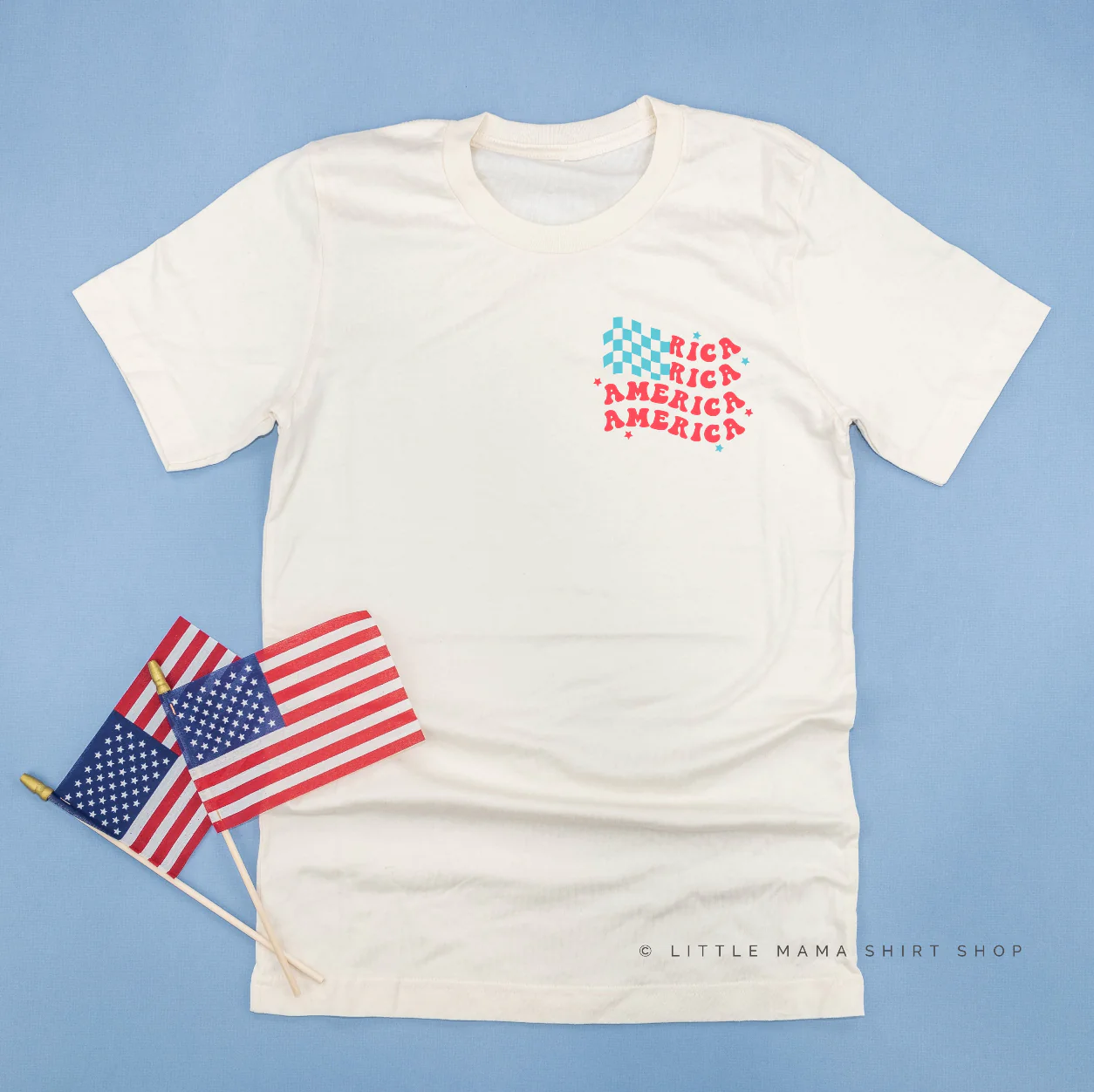 America Checkers Flag - Unisex Tee - Image 7