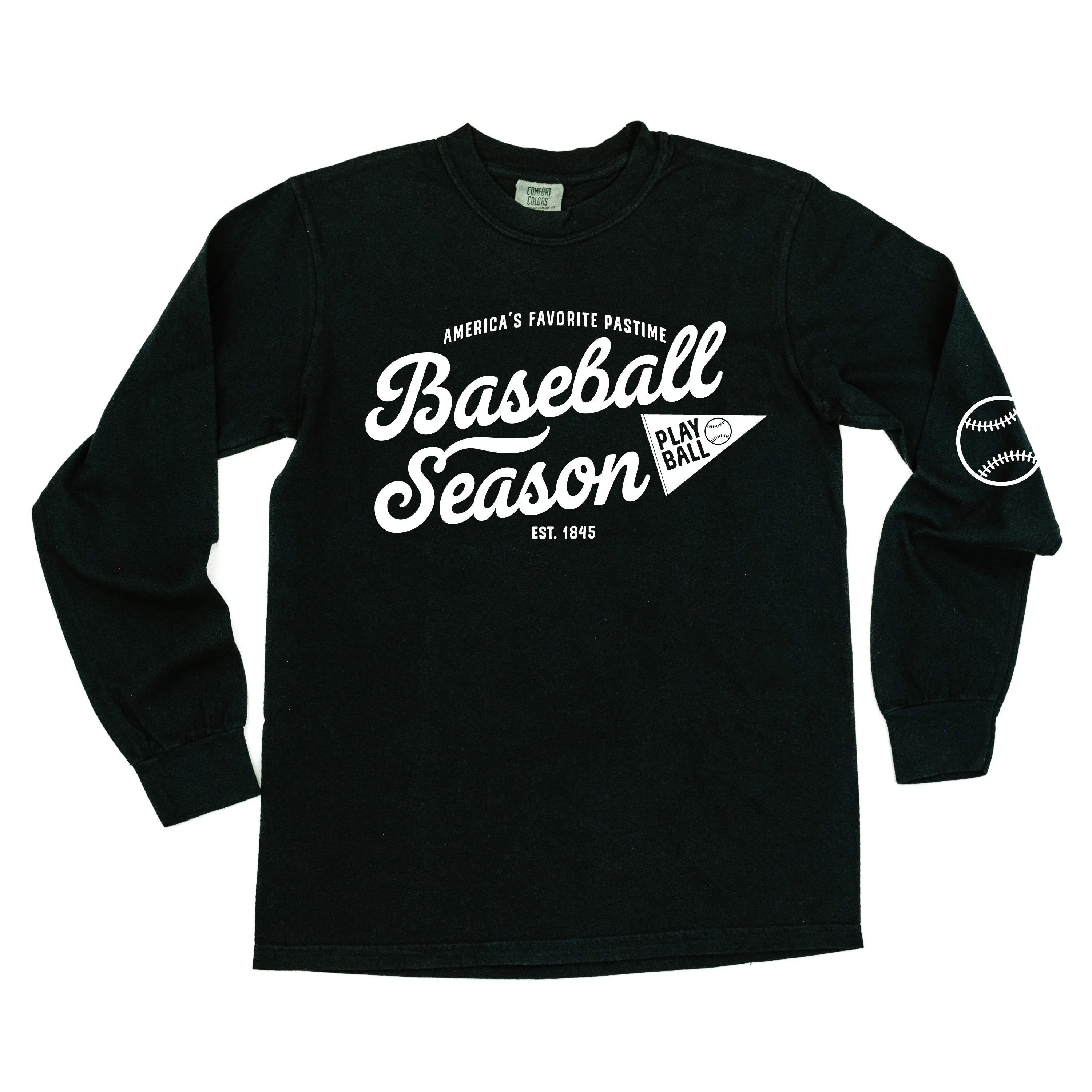Baseball Season Est. 1845 - Custom Number - Long Sleeve Comfort Colors Tee - Image 3