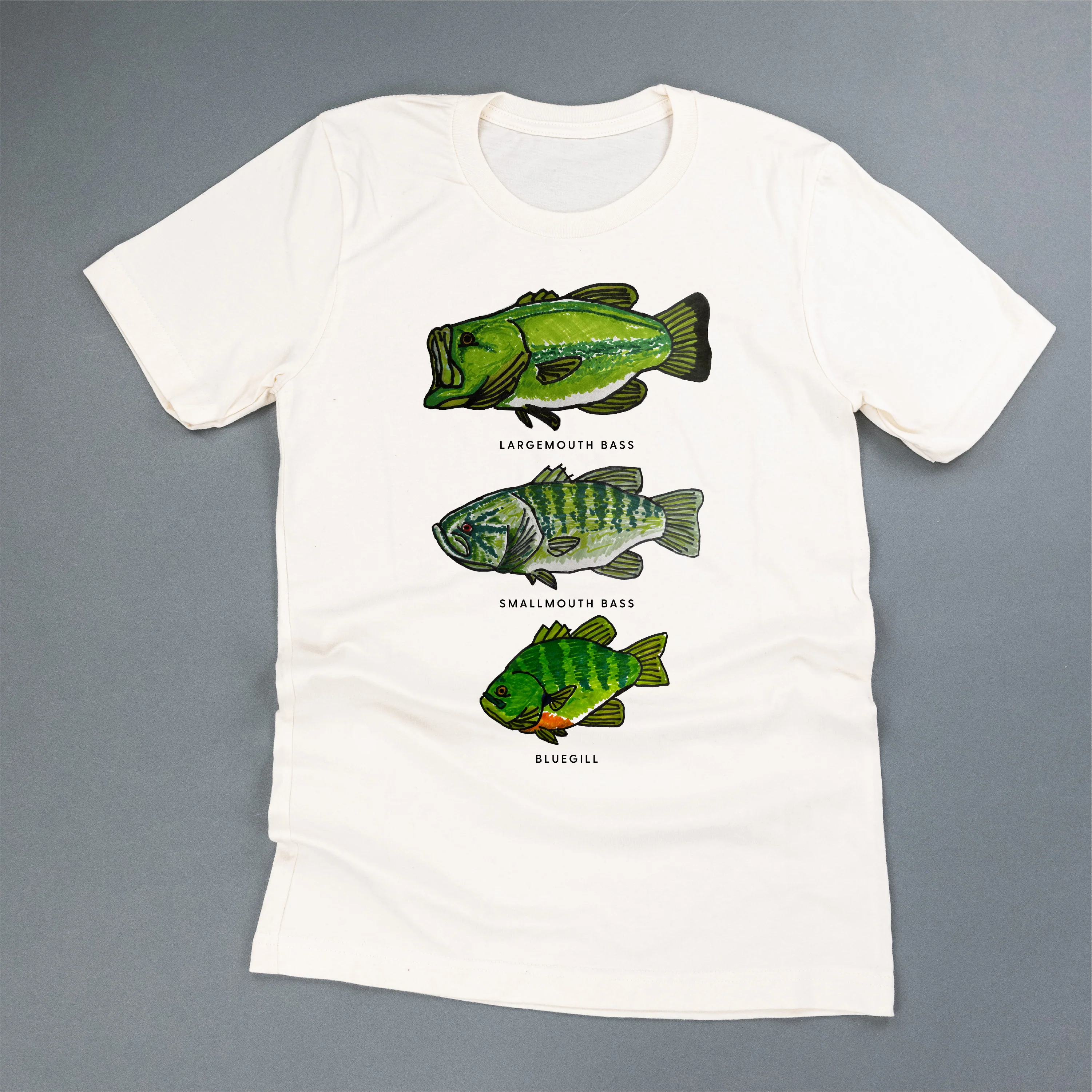 Bass And Bluegill Chart (Hand Drawn) - Unisex Tee - Image 4