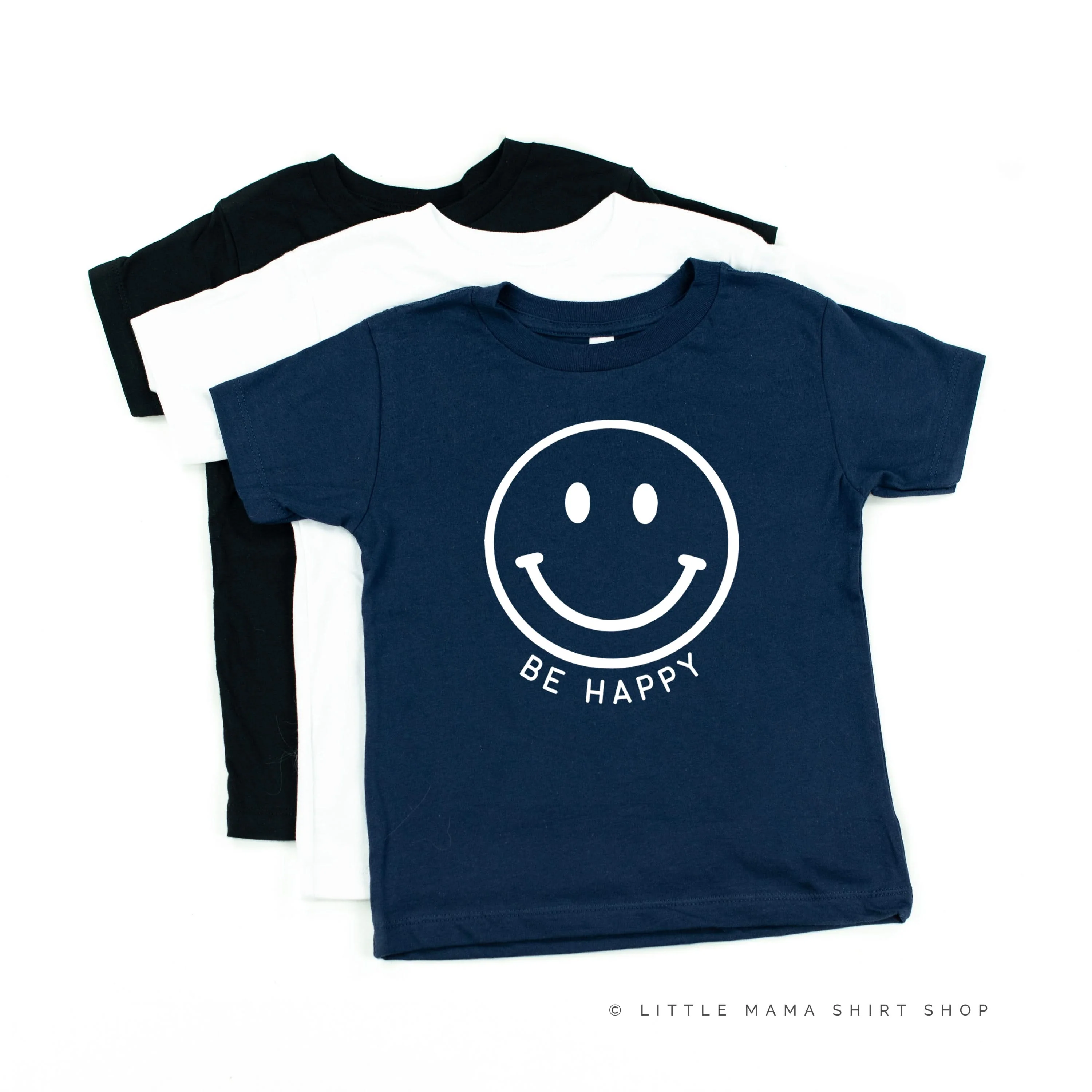 Be Happy - Smiley Face (Black or White Smile) - Child Tee - Image 7