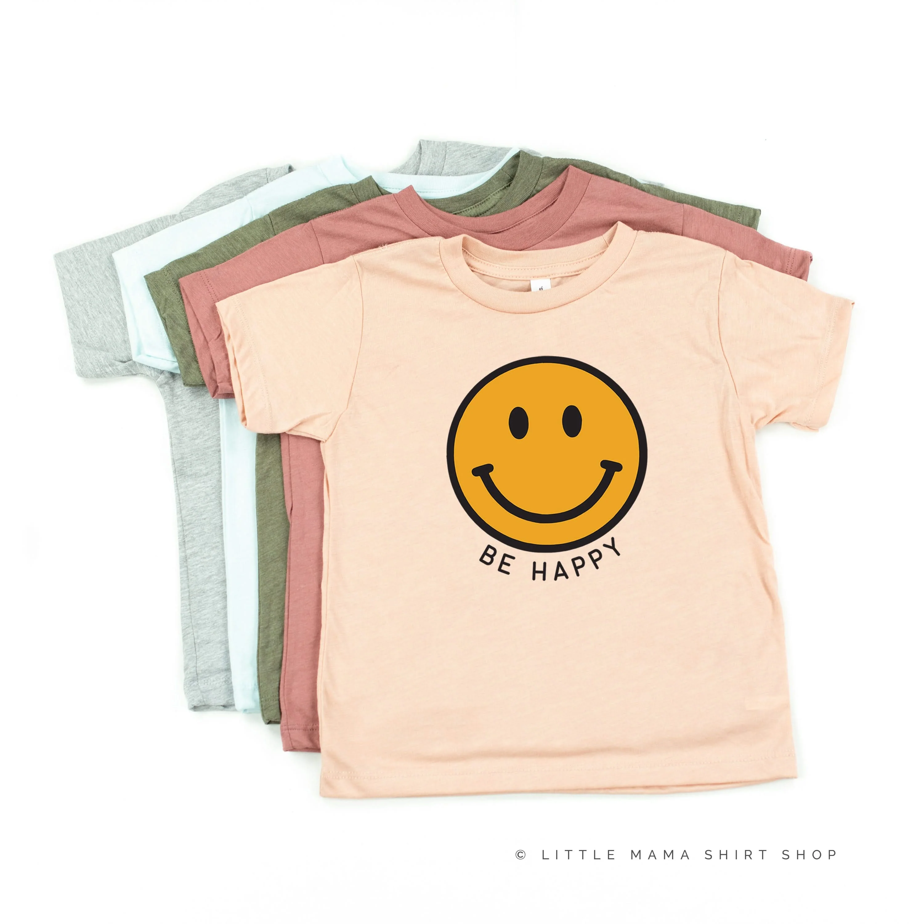 Be Happy - Yellow + Black Smiley Face - Child Tee - Image 10
