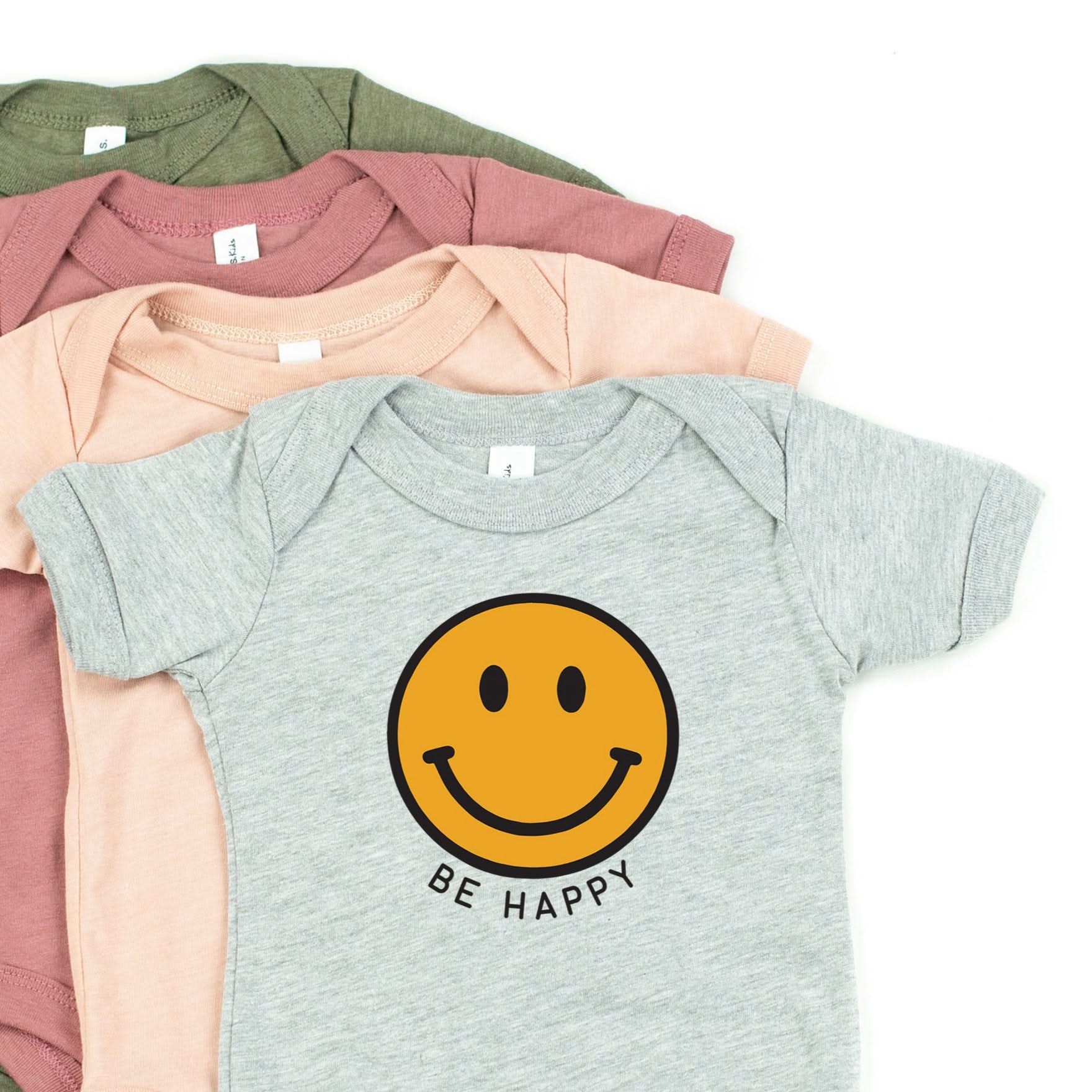 Be Happy - Yellow + Black Smiley Face - Child Tee - Image 9