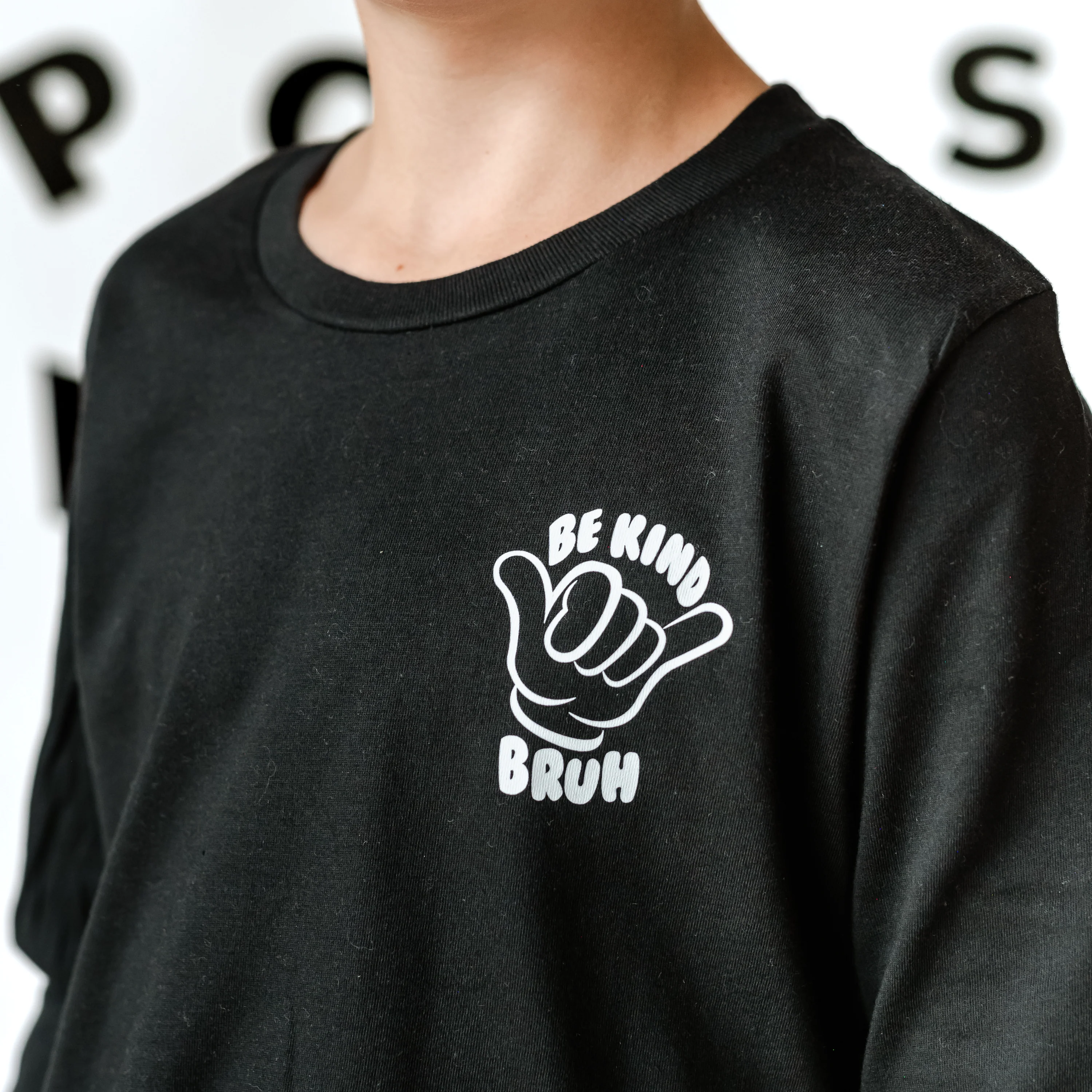 Be Kind Bruh - It's Cool to Be Kind (pf & b) - Child Long Sleeve Tee - Image 3