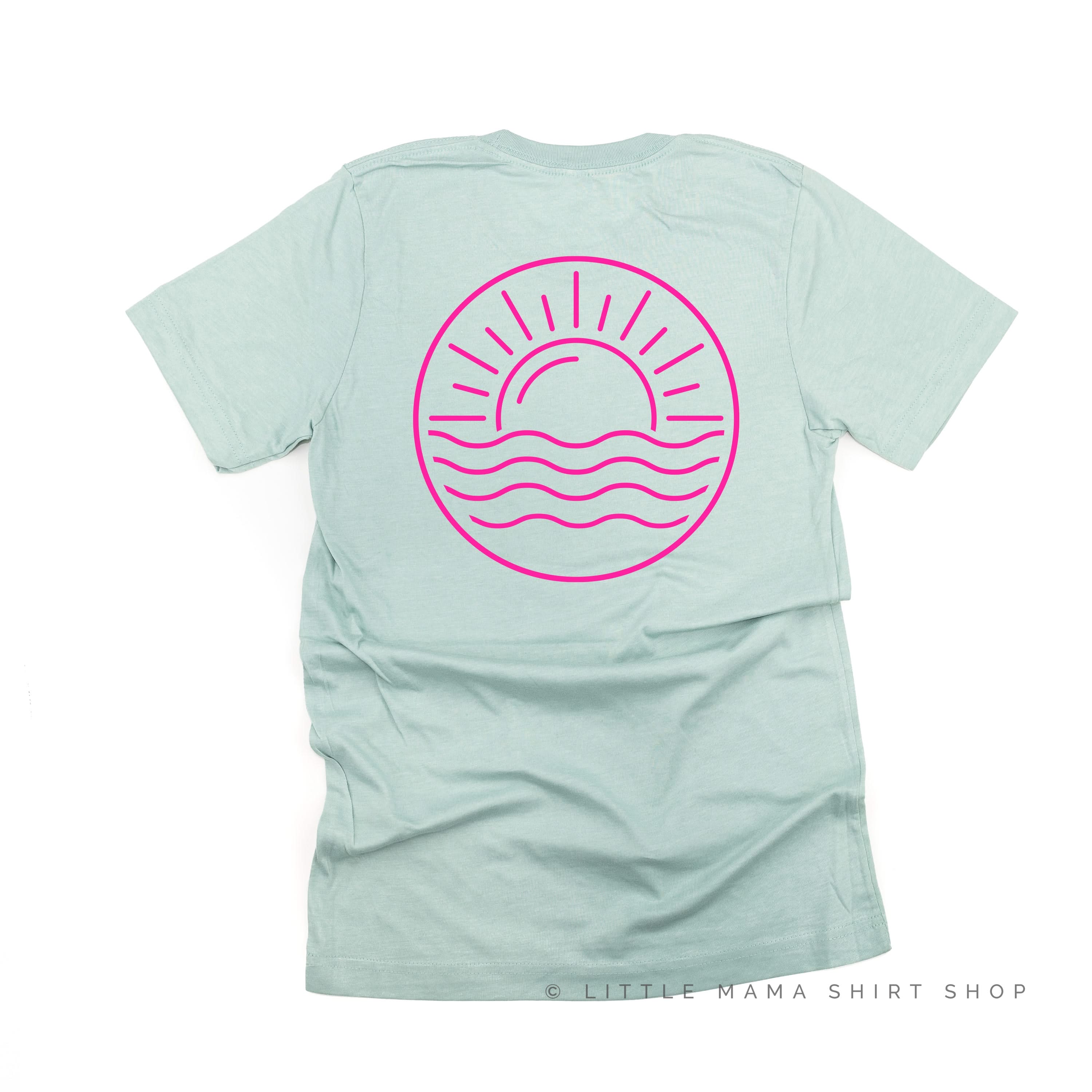 Beach Bum (front) / Ocean Sunset (back) - Unisex Tee - Image 2