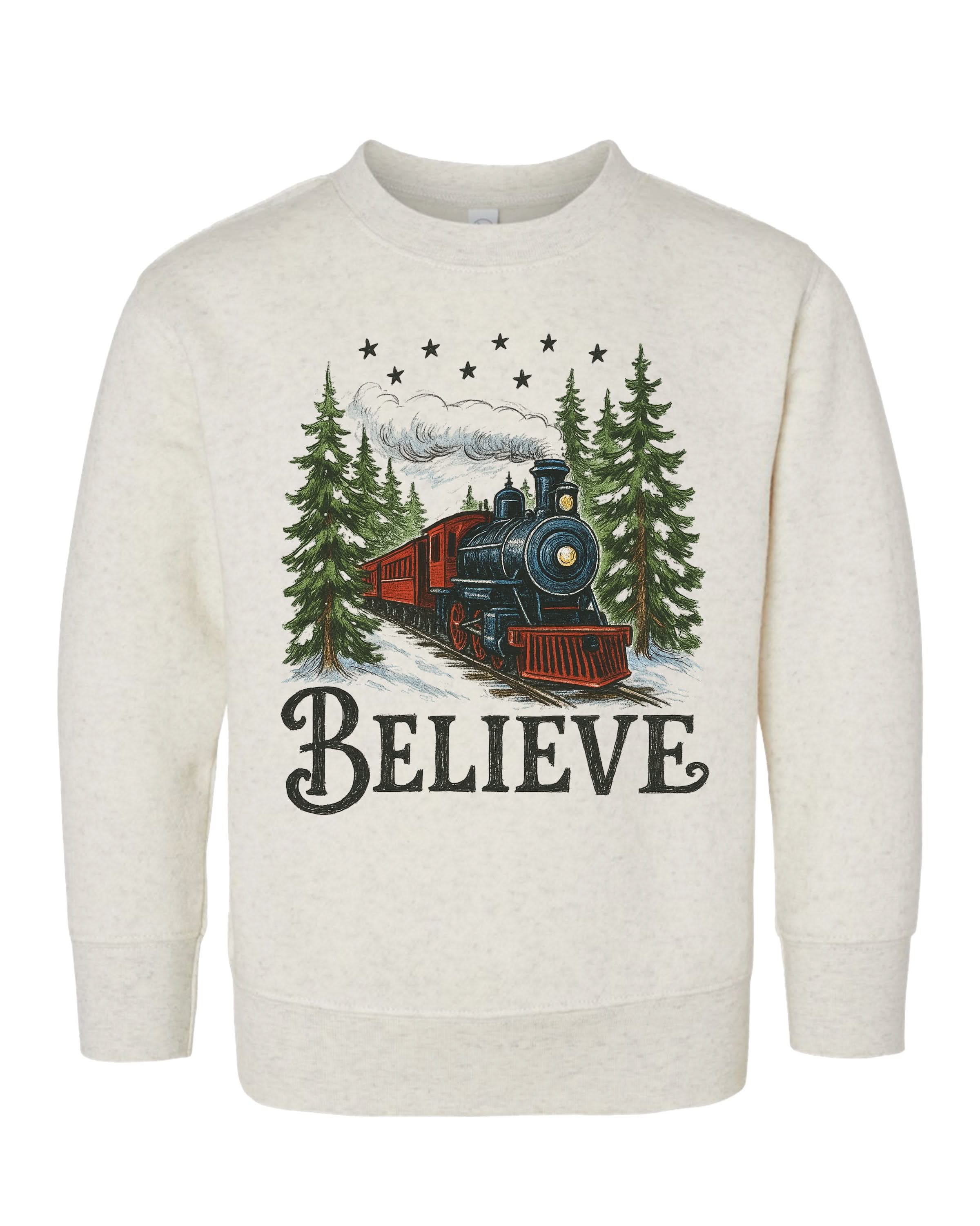Believe Christmas Child Sweater – Holiday Train Crewneck | Little Mama Shirt Shop - Image 3