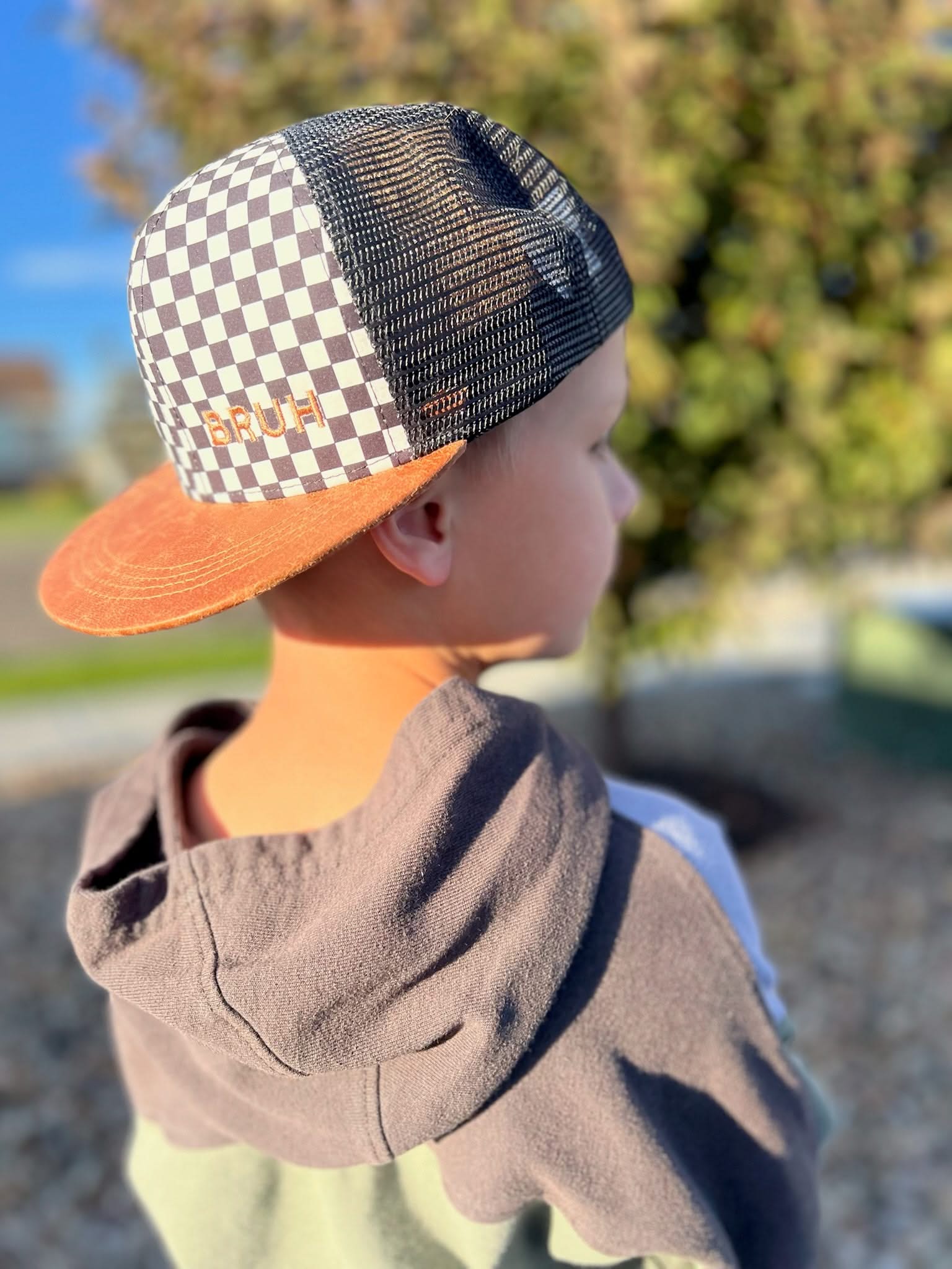 BRUH Embroidered Checkered Cap - Adjustable Child Hat | Little Mama Shirt Shop - Image 3