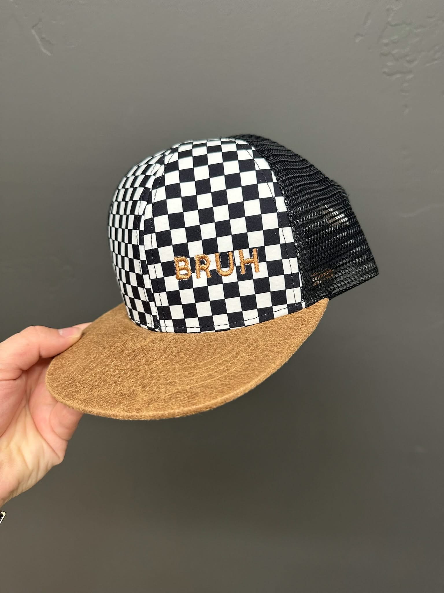 BRUH Embroidered Checkered Cap - Adjustable Child Hat | Little Mama Shirt Shop - Image 5