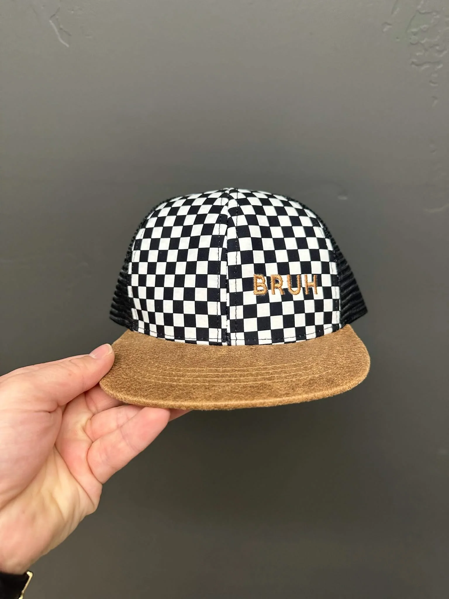 BRUH Embroidered Checkered Cap - Adjustable Child Hat | Little Mama Shirt Shop - Image 6
