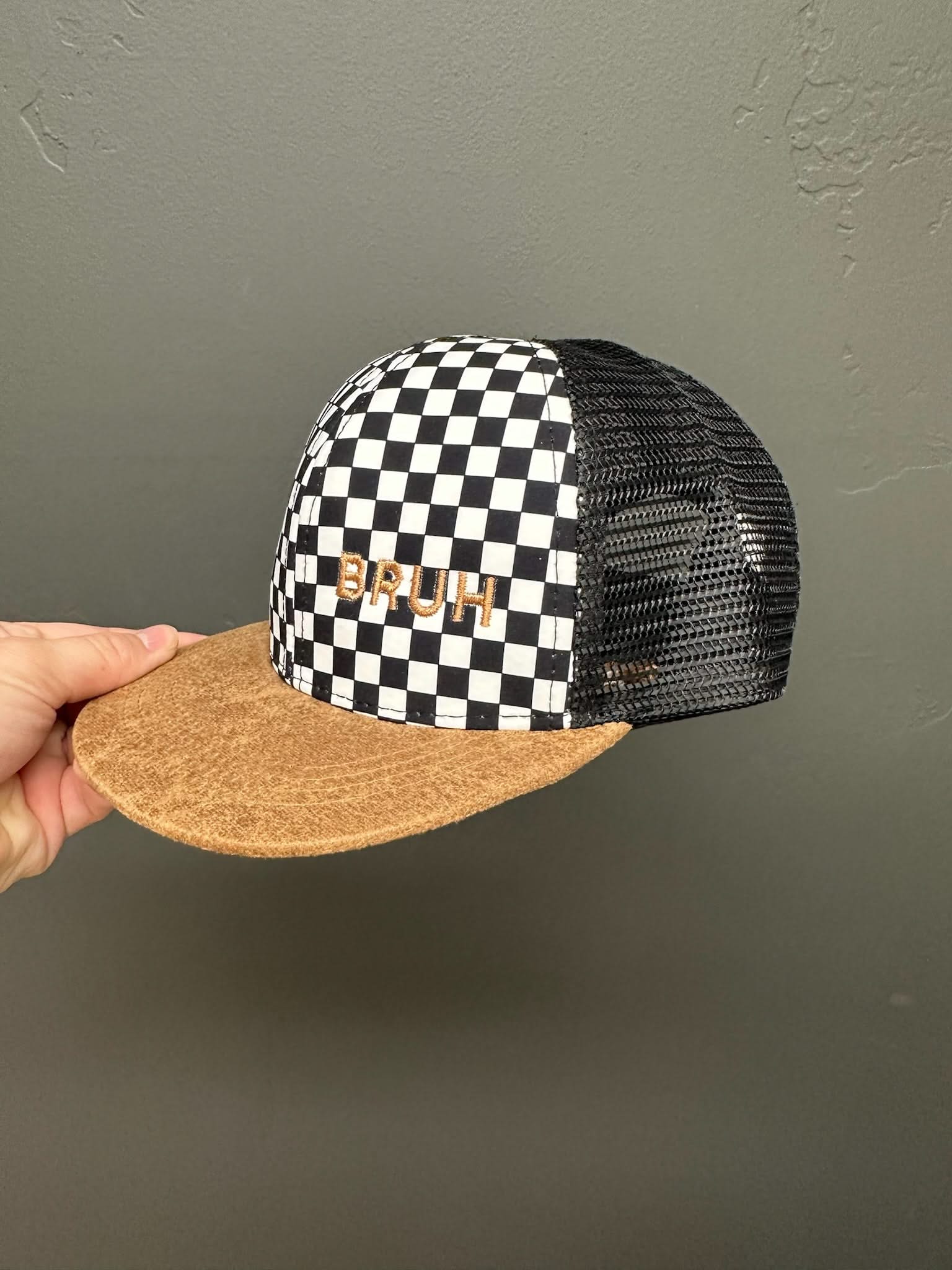 BRUH Embroidered Checkered Cap - Adjustable Child Hat | Little Mama Shirt Shop - Image 7