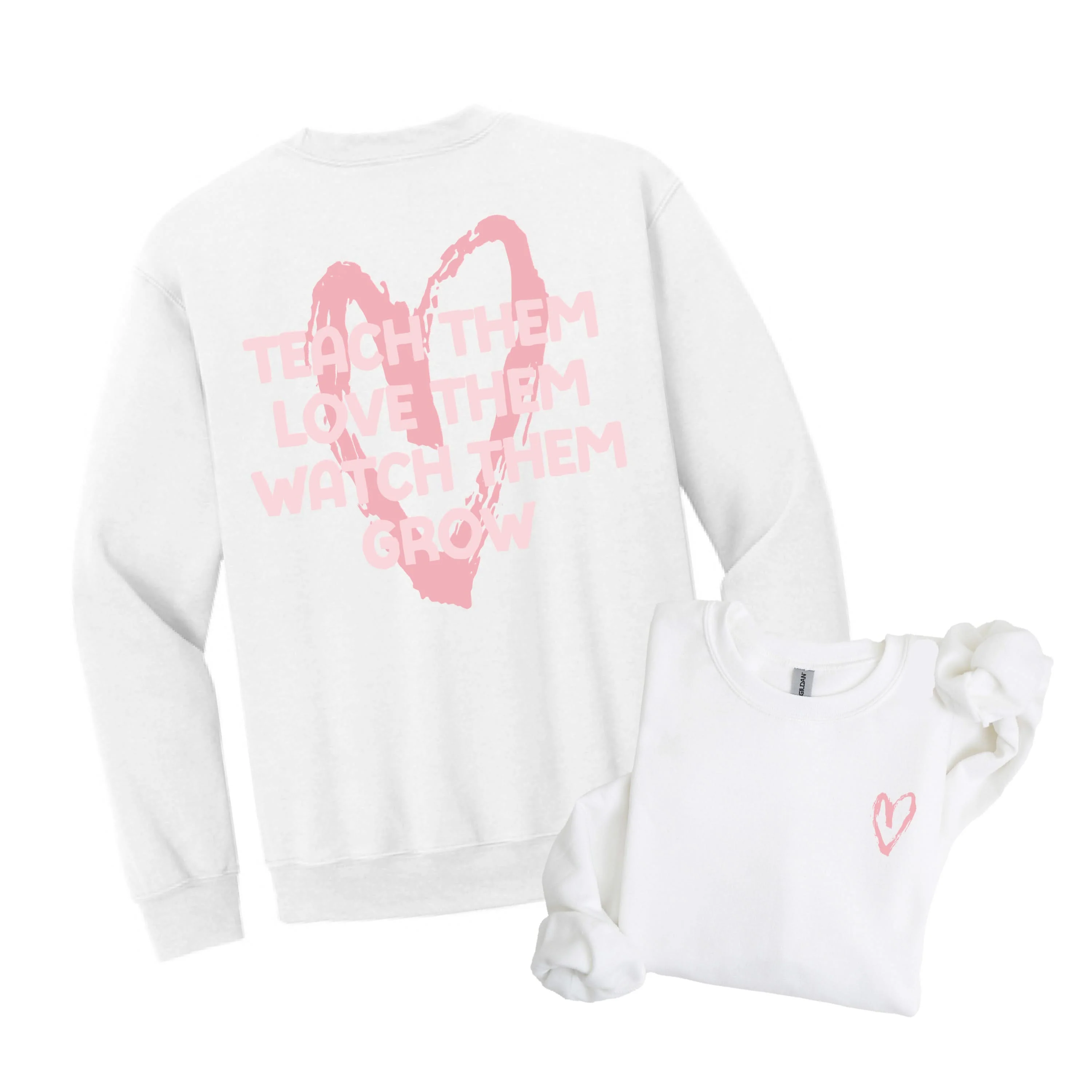 Big Heart - Teach Them Love Them Watch Them Grow (pf&b) - White BASIC Fleece - Image 4