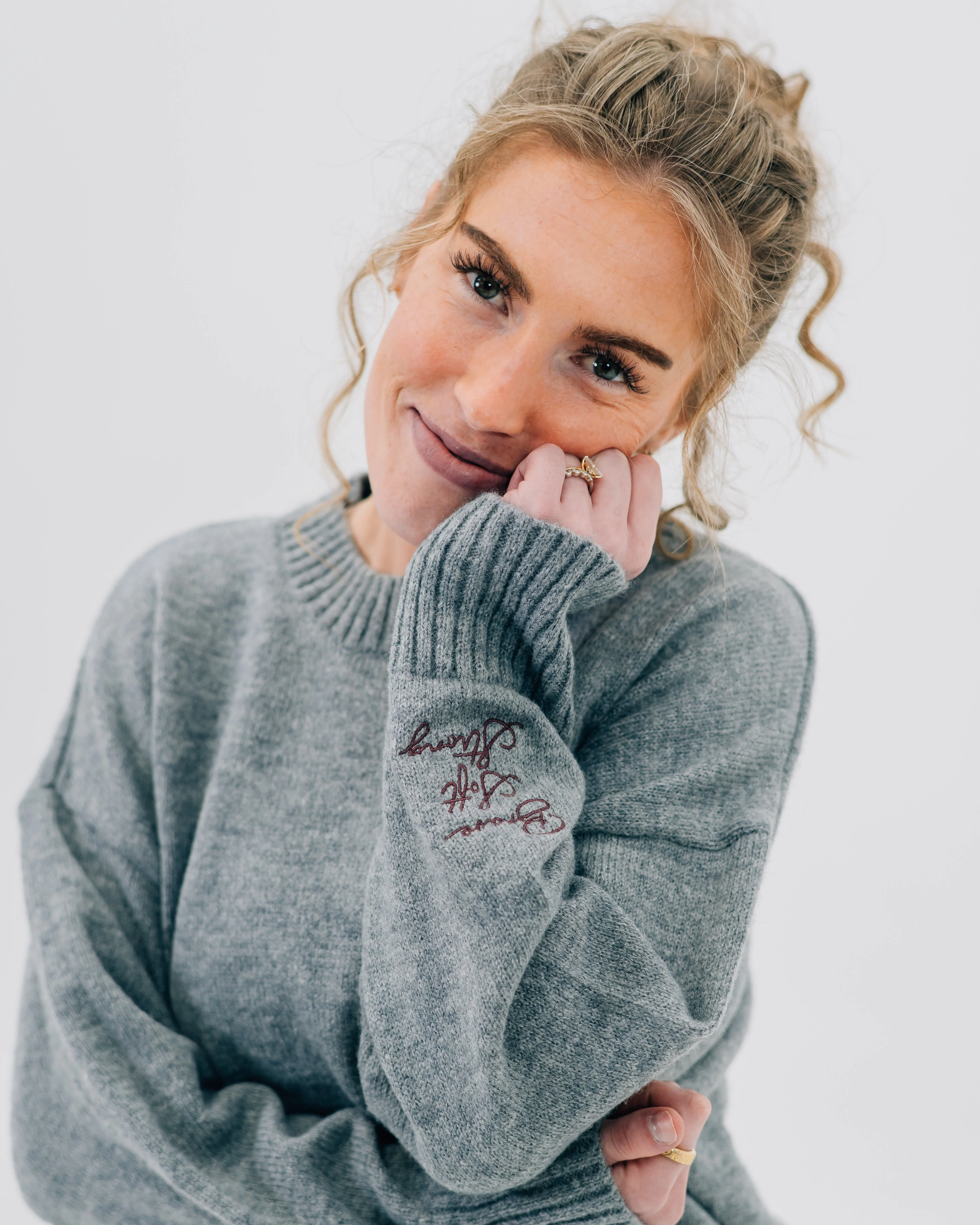 Brave, Soft, Strong Sweater – Embroidered Inspirational Women's Sweatshirt | Little Mama Shirt Shop - Image 4