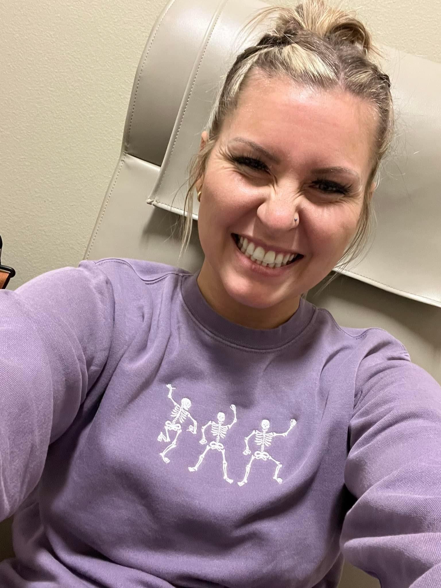 Dancing Skellies - Embroidered Pigment Crewneck - Image 3