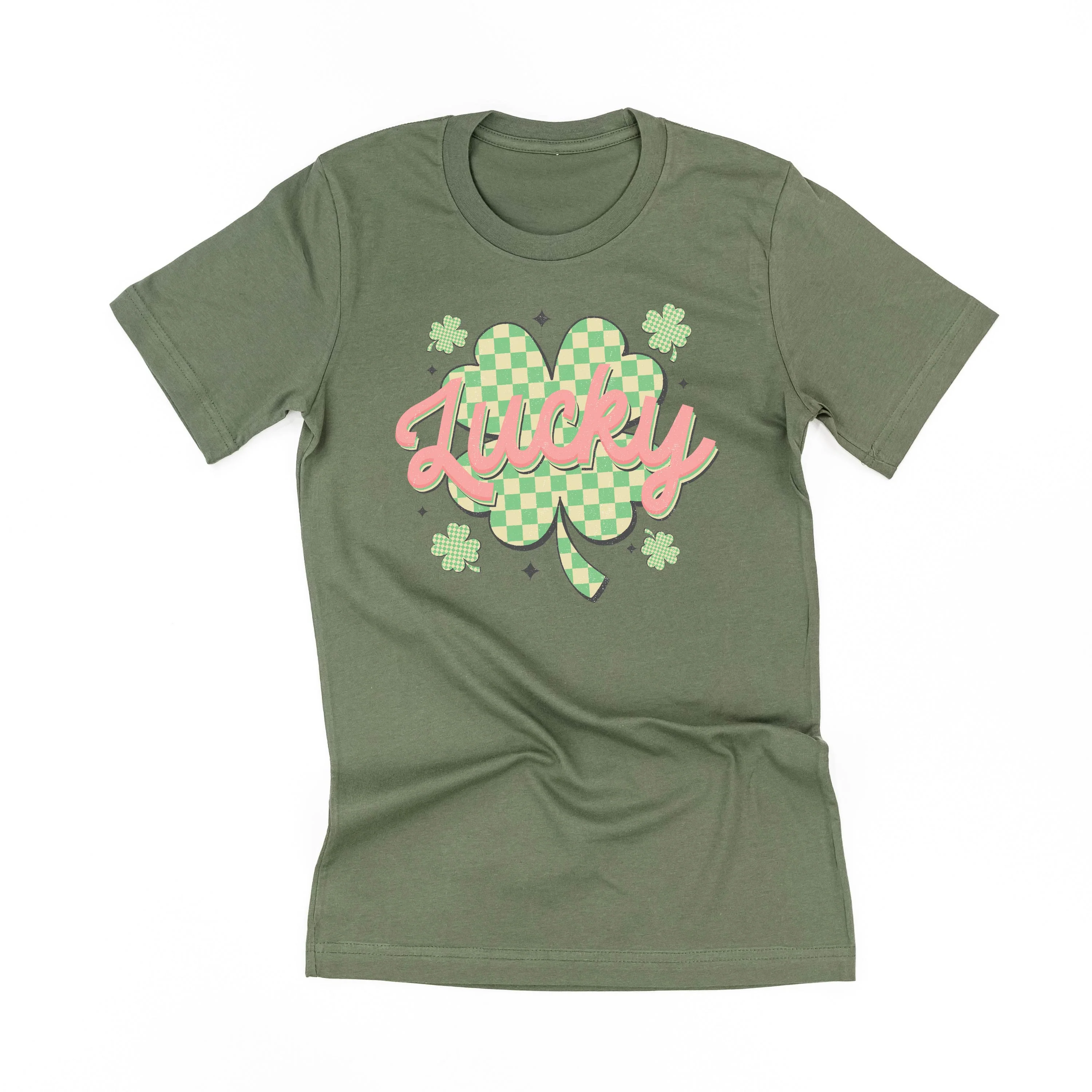 Checkered Lucky Shamrock - Unisex Tee - Image 4