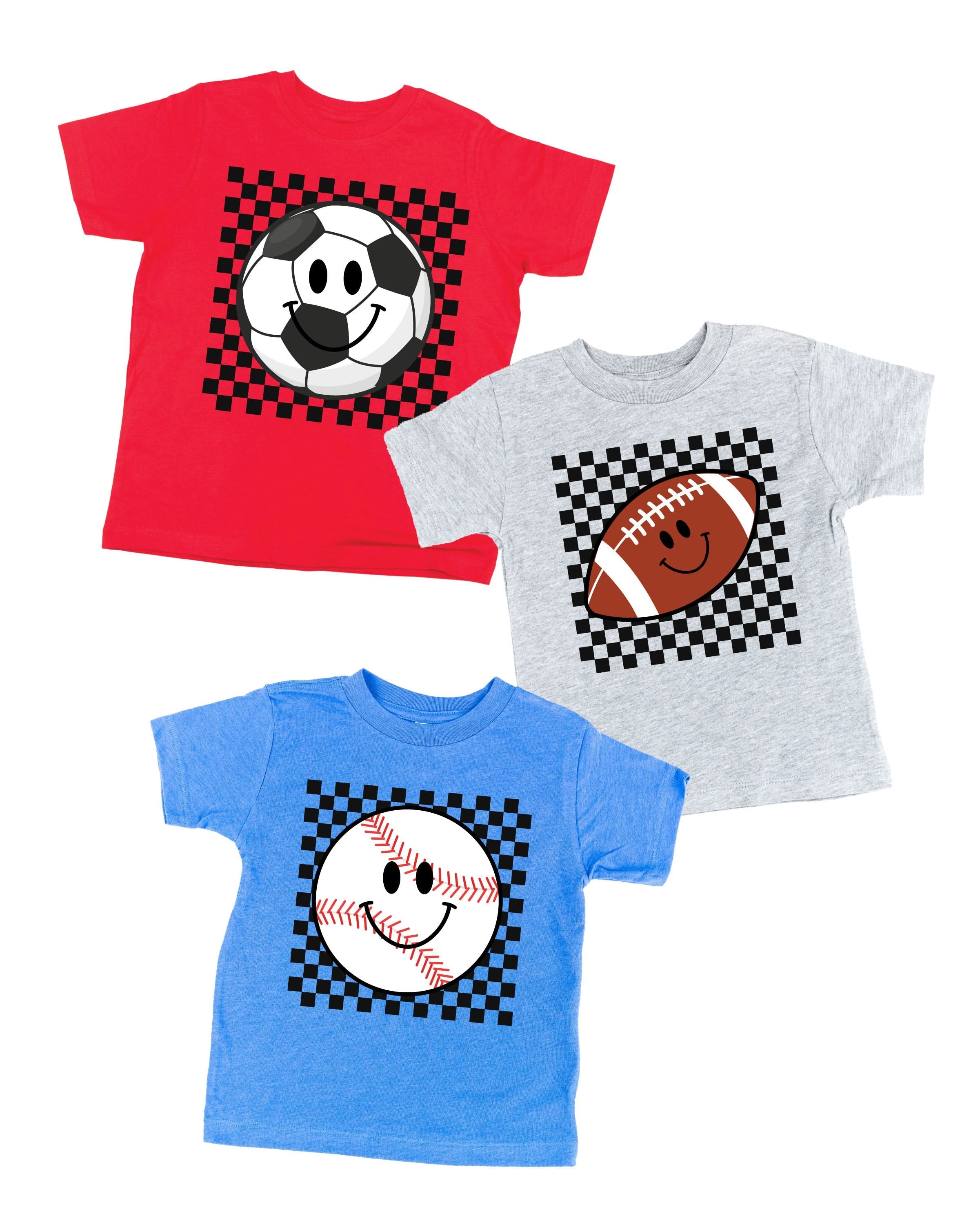 Checkers Smiley - (Choose Your Sports Ball) - Child Tee - Image 3