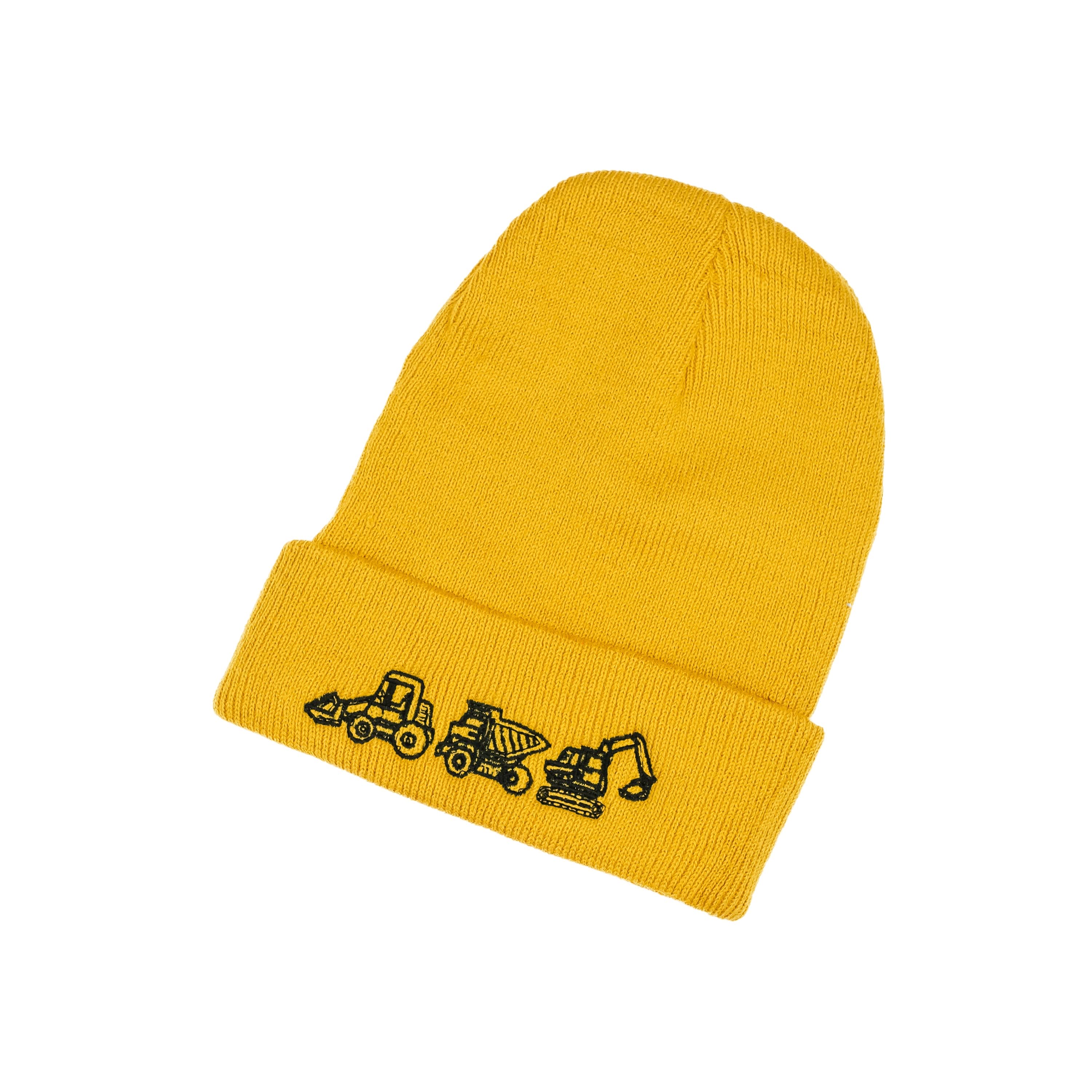 3 Construction Trucks - Mustard w/ Black - Child Beanie - Image 2