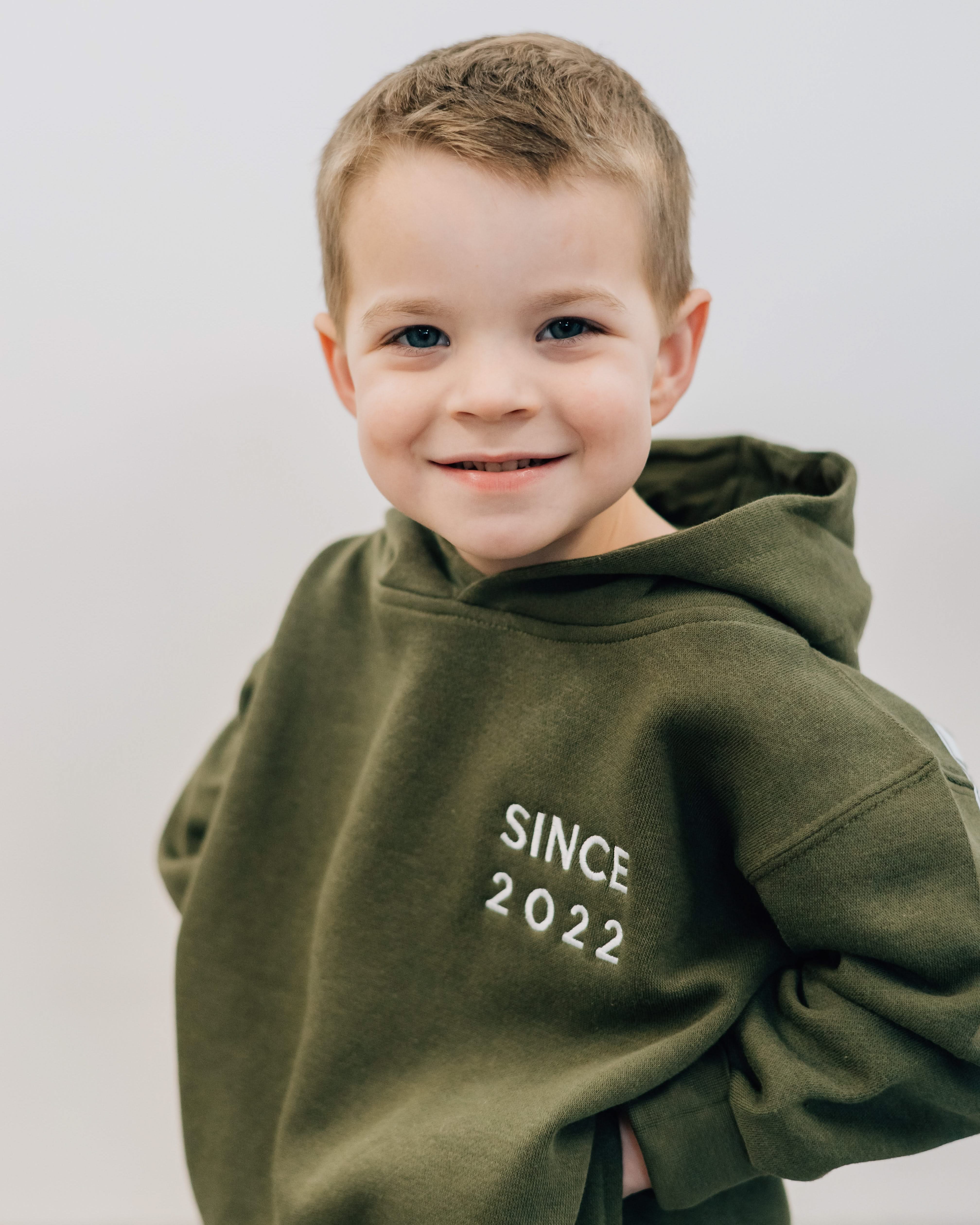 Childhood Elevated Fleece Hoodie – Customizable Year Embroidery Youth | Little Mama Shirt Shop - Image 2