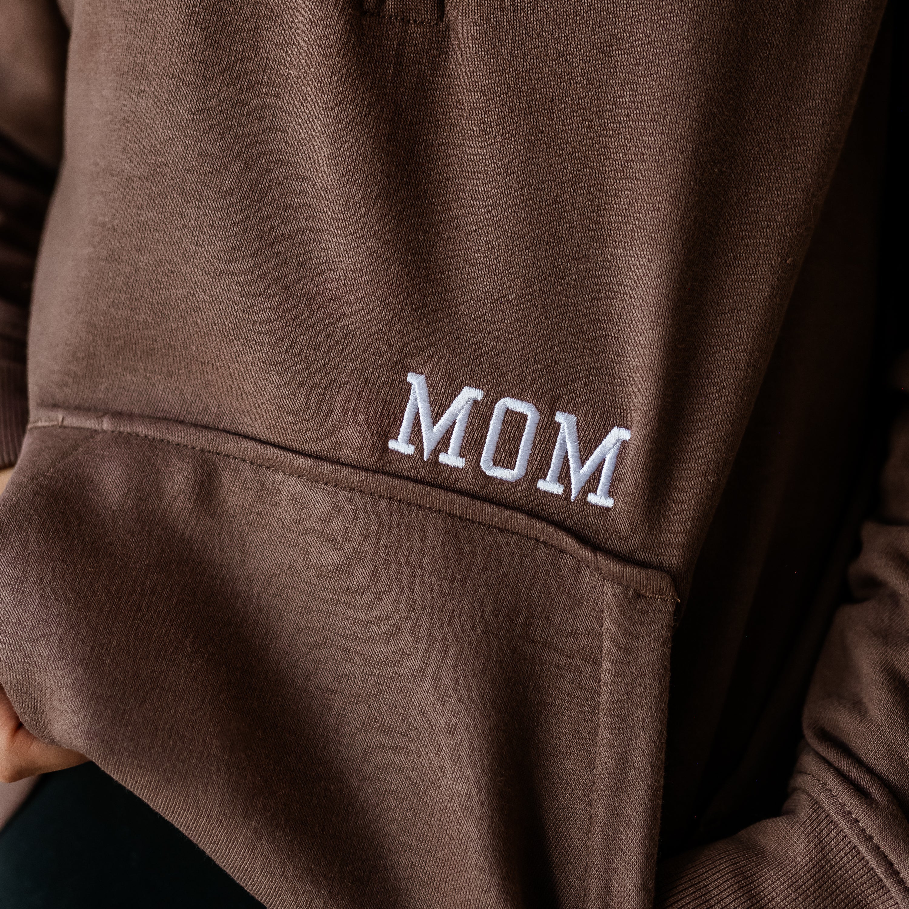 Chocolate Brown Quarter Zip Fleece - Embroidered MOM w/ EST. YEAR - Image 4