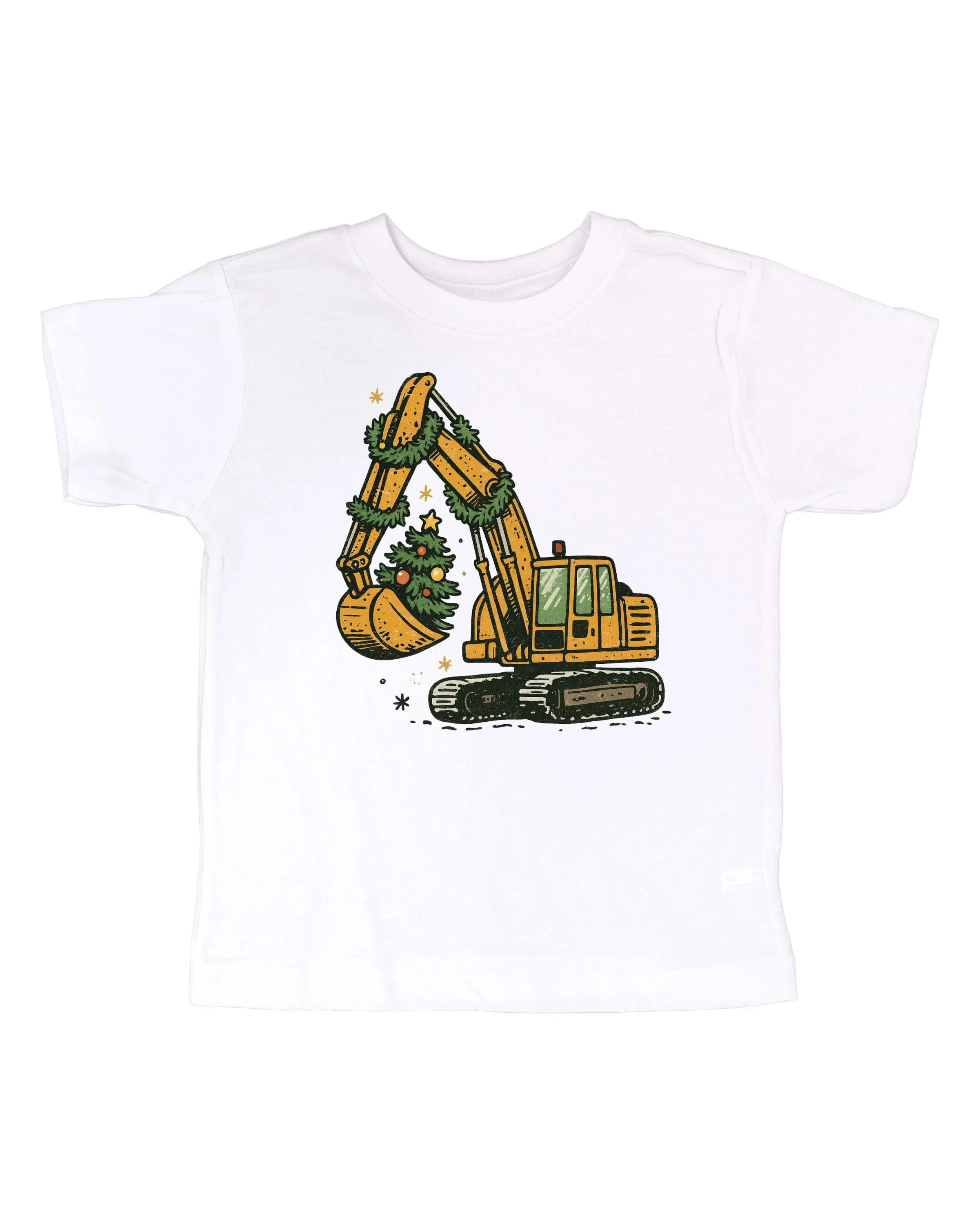 Christmas Excavator Child Tee – Holiday Construction T-Shirt | Little Mama Shirt Shop - Image 4