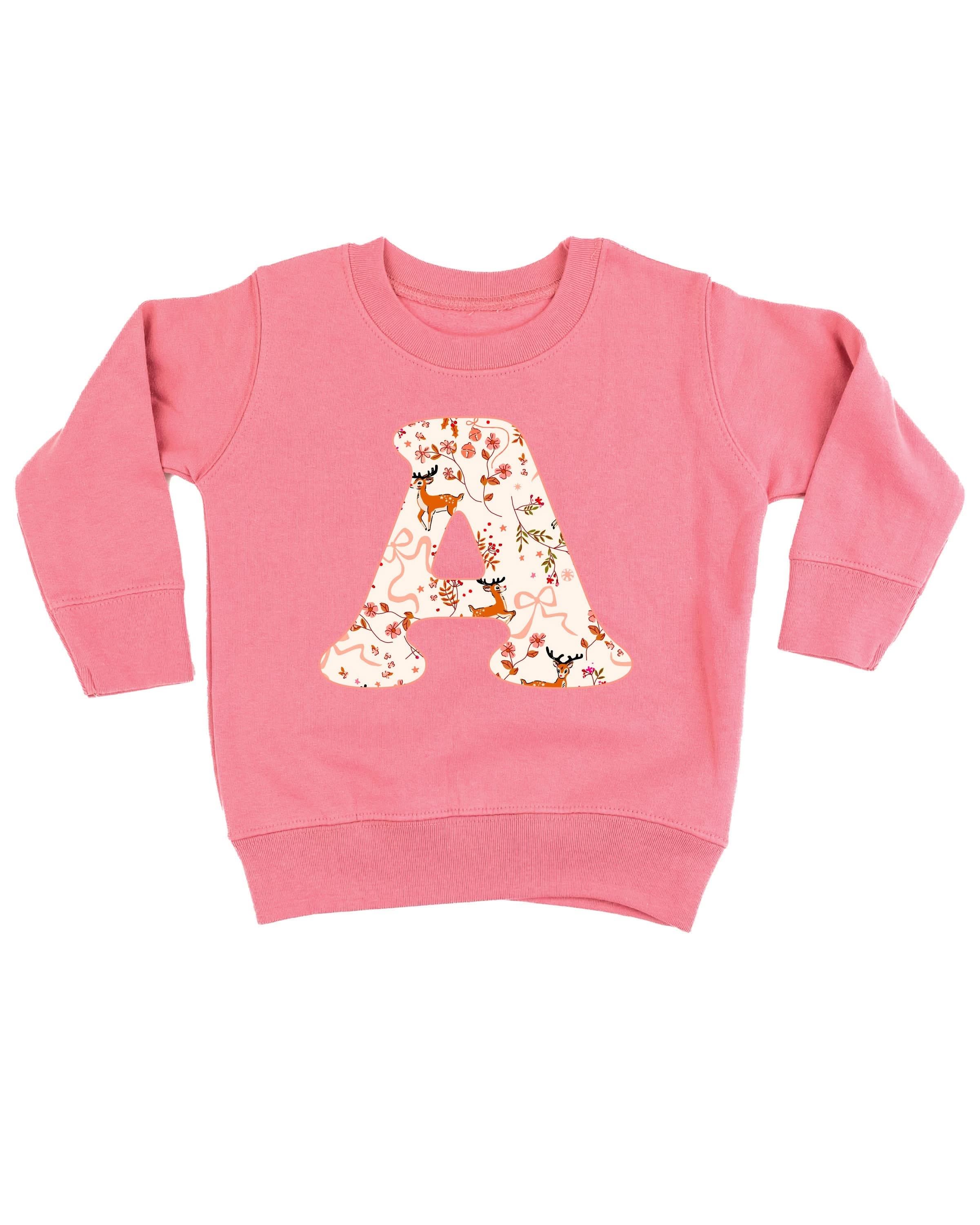 Christmas Patterned Initials Child Sweater – Personalized Holiday Initial Sweatshirt | Little Mama Shirt Shop - Image 5