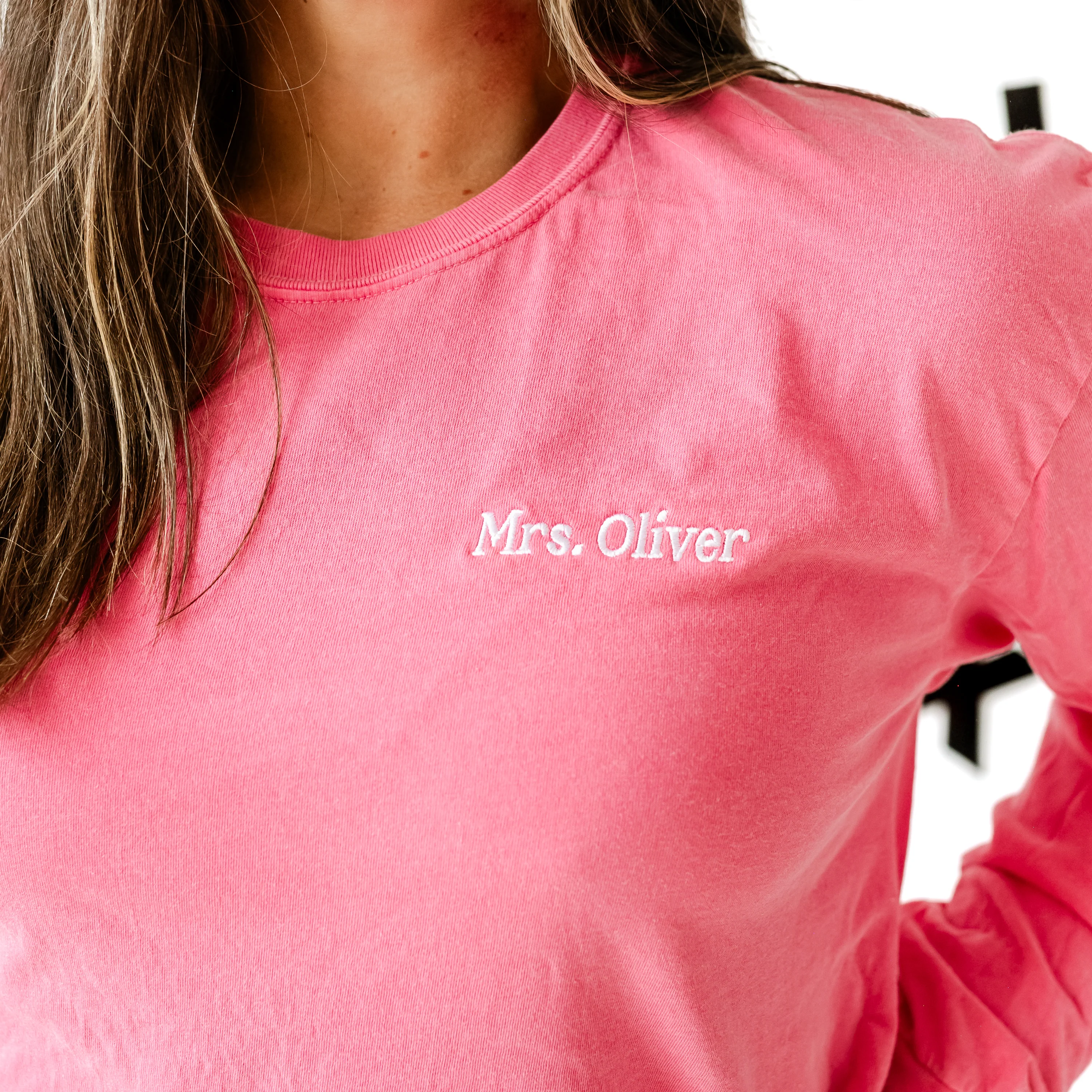 Custom Teacher Tee - Embroidered Long Sleeve Comfort Colors Tee - (Enter Your Custom Name) - Image 5
