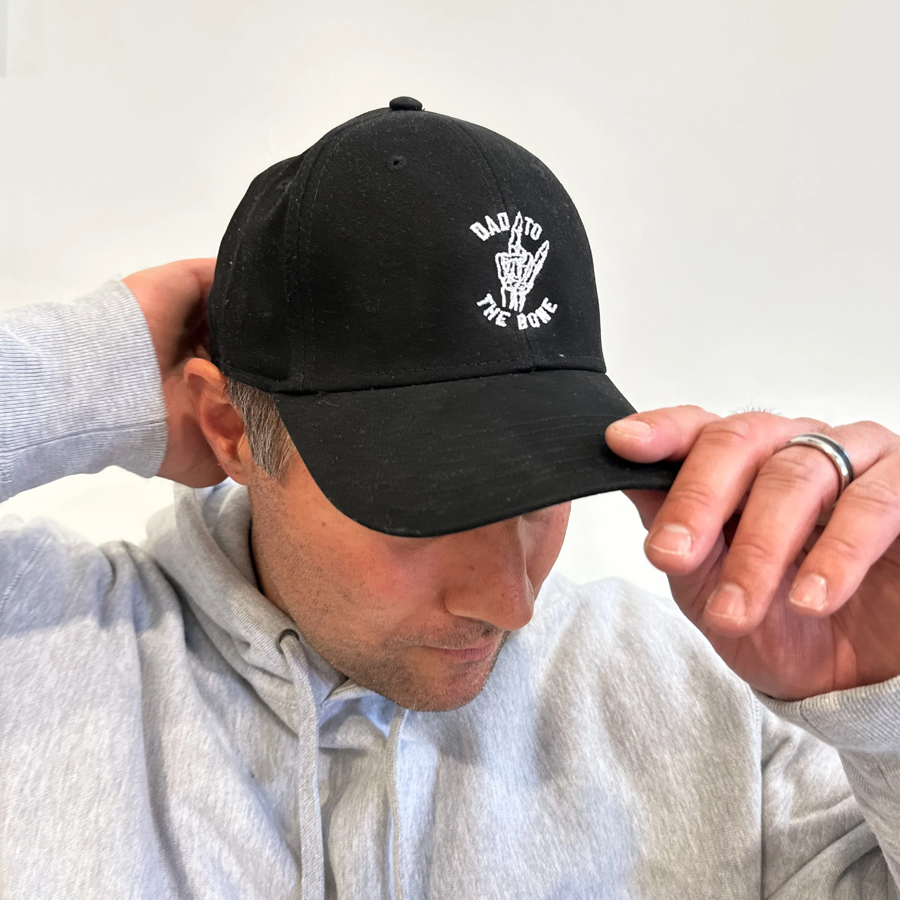 Dad To The Bone - Black w/ White - Comfy Fit - Baseball Cap