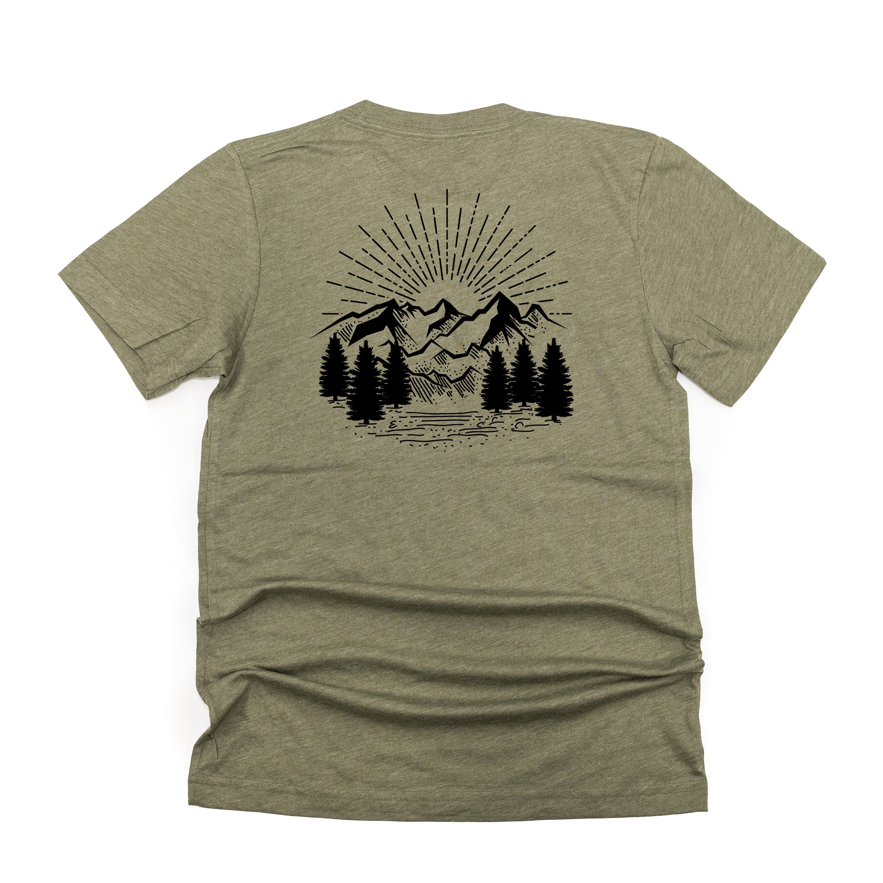 Dad w/ Mountains - Mountain Scene (pf&b) - Unisex Tee - Image 3