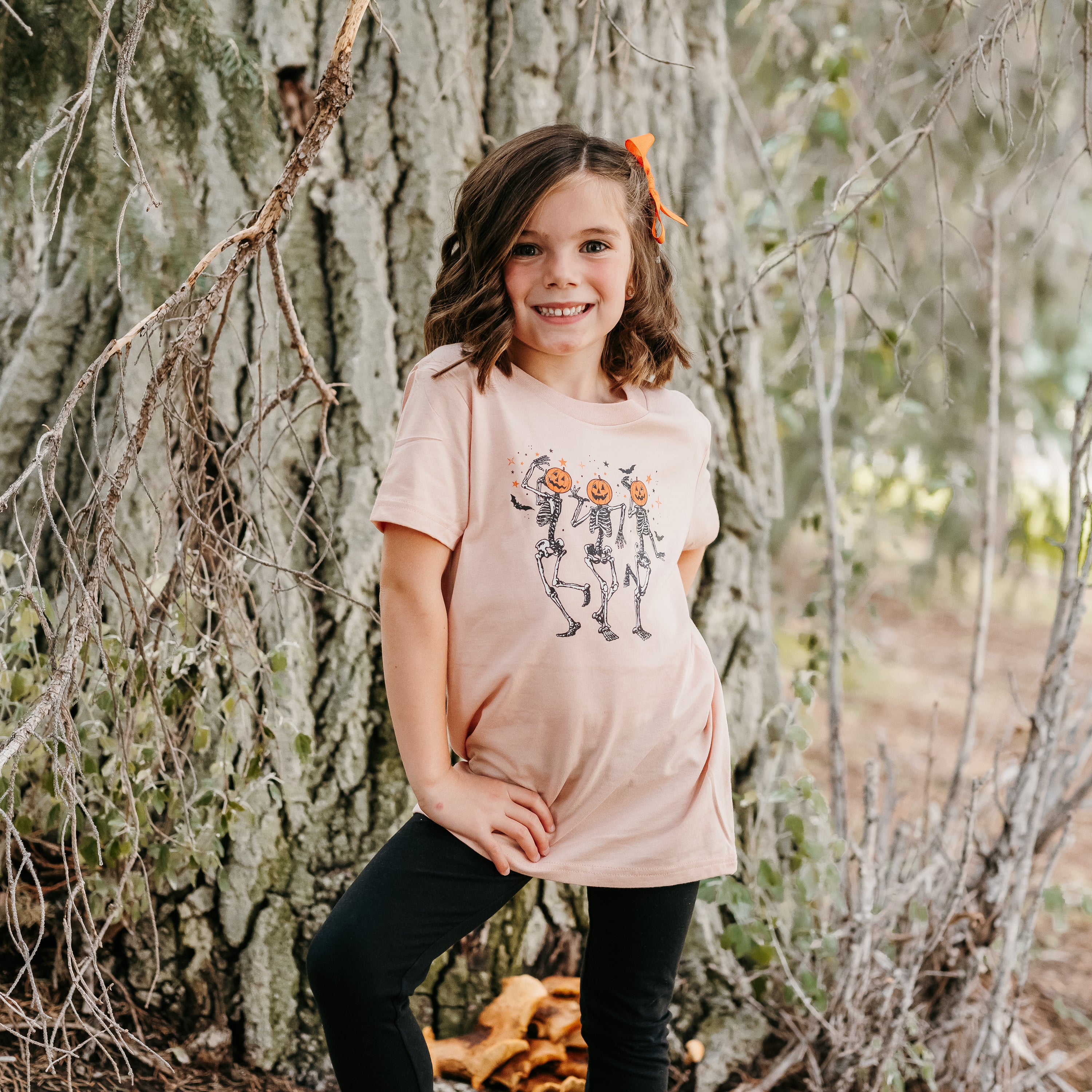 Pumpkin Head Dancing Skellies - Child Tee - Image 3