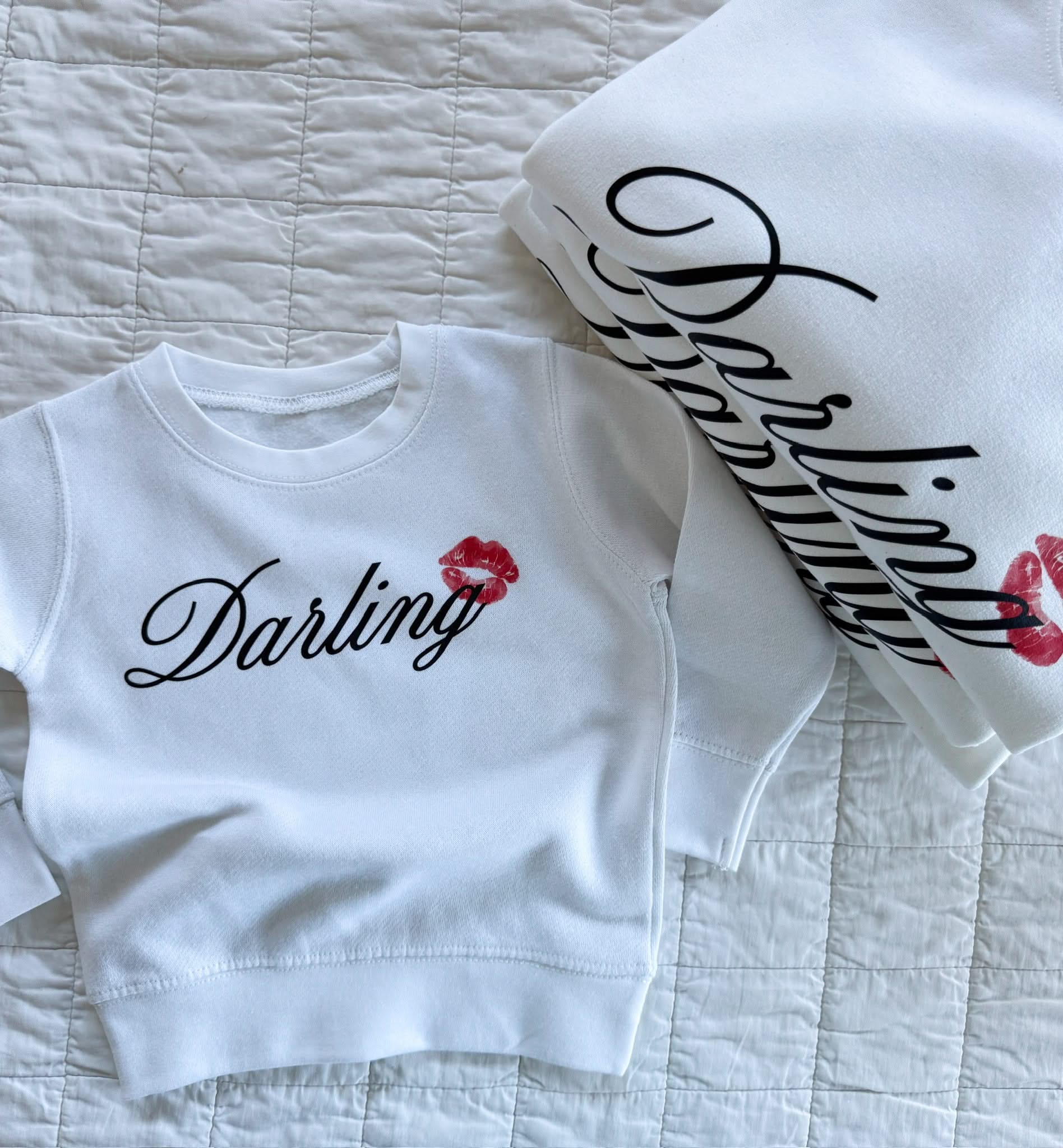Kiss Me Darling Child Sweatshirt – Youth Cozy Fleece | Little Mama Shirt Shop