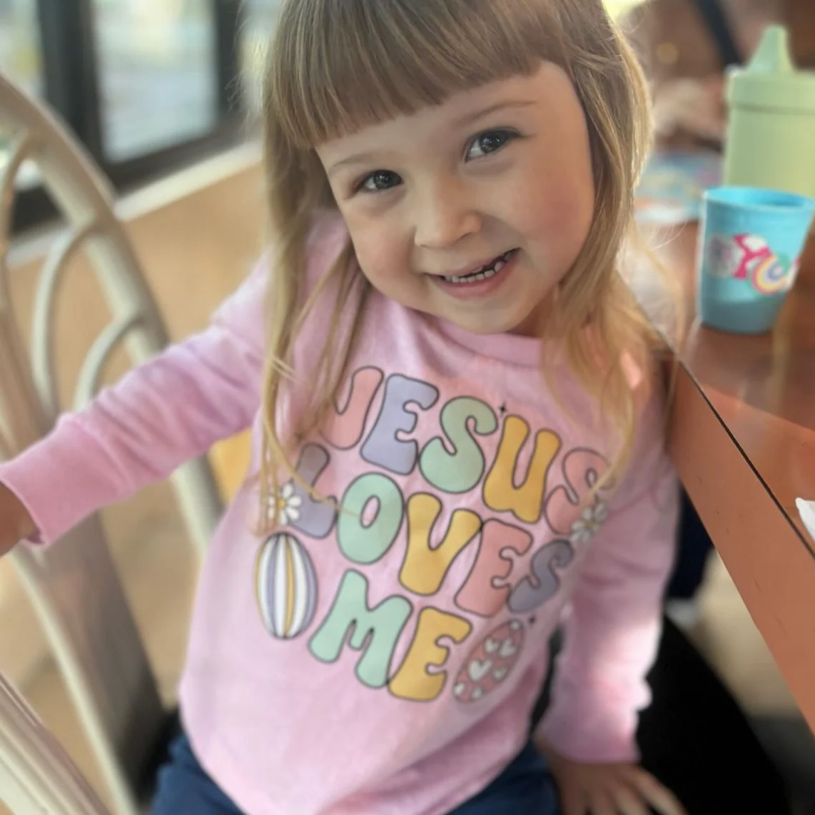 Easter Eggs Jesus Loves Me - Girl Version - Child Long Sleeve Tee - Image 2