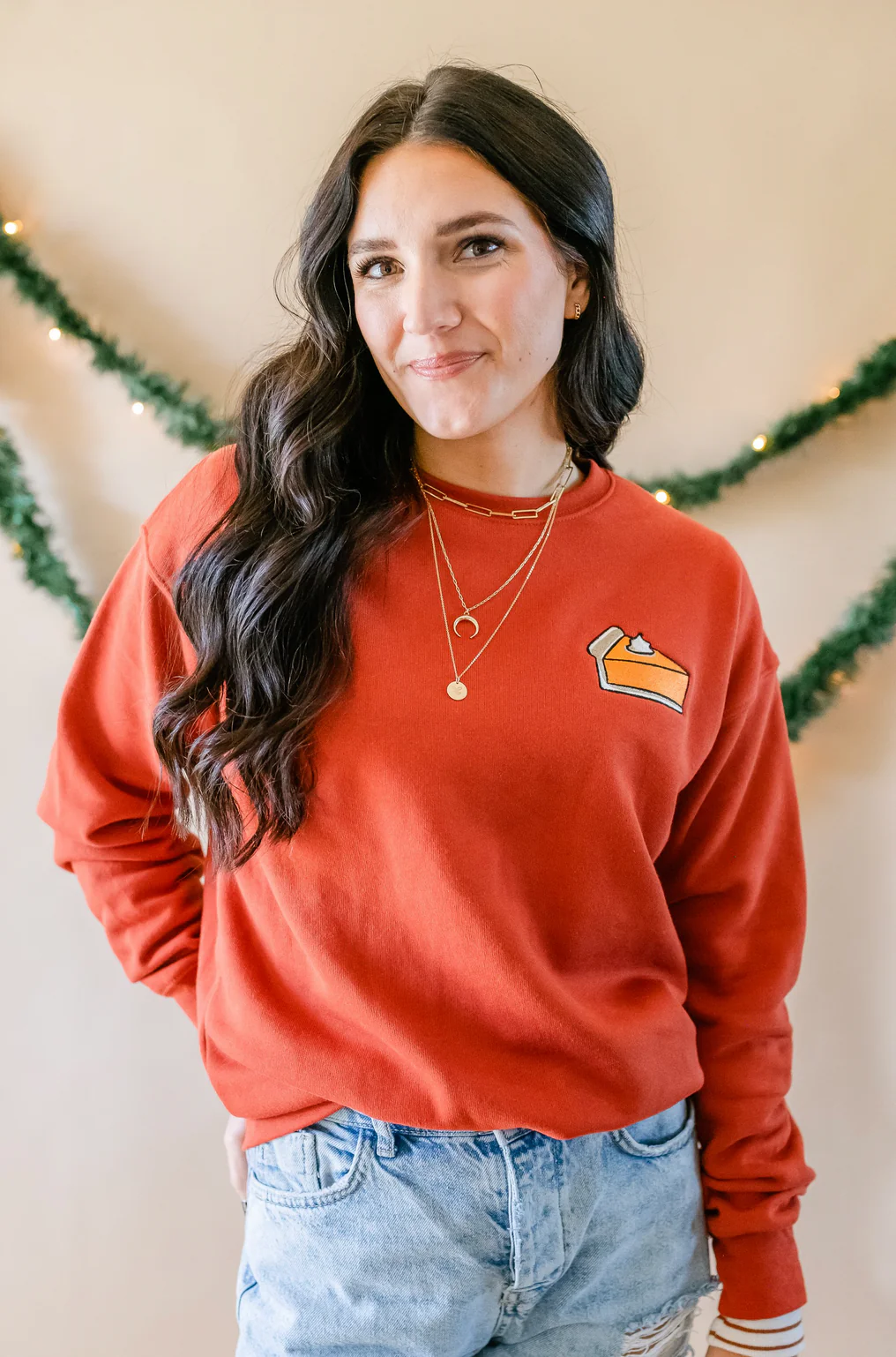 Embroidered SUPER-SOFT Fleece - Burnt Orange - Easy As Pie (pocket) - Image 2