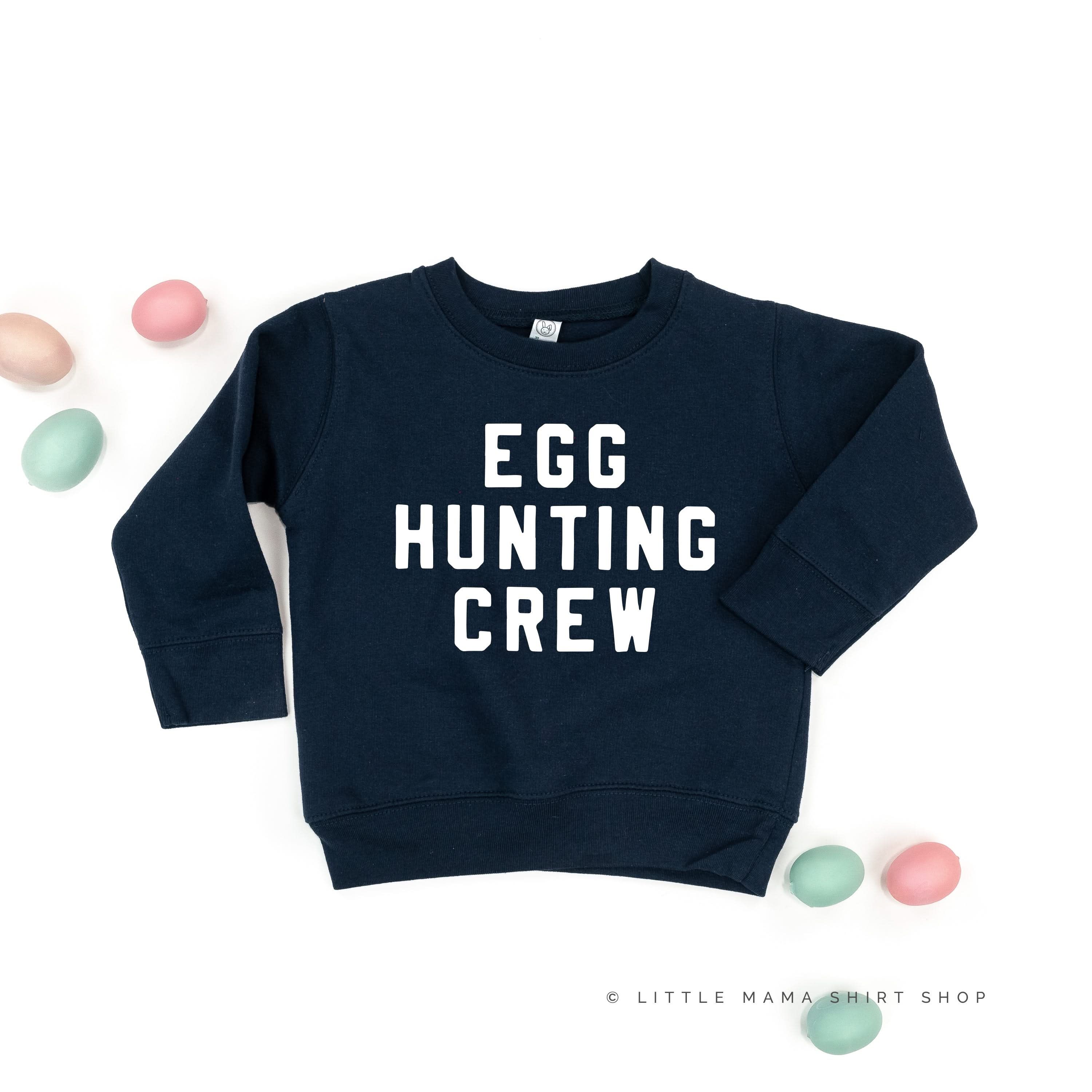 Block Font - Egg Hunting Crew - Child Sweater - Image 5