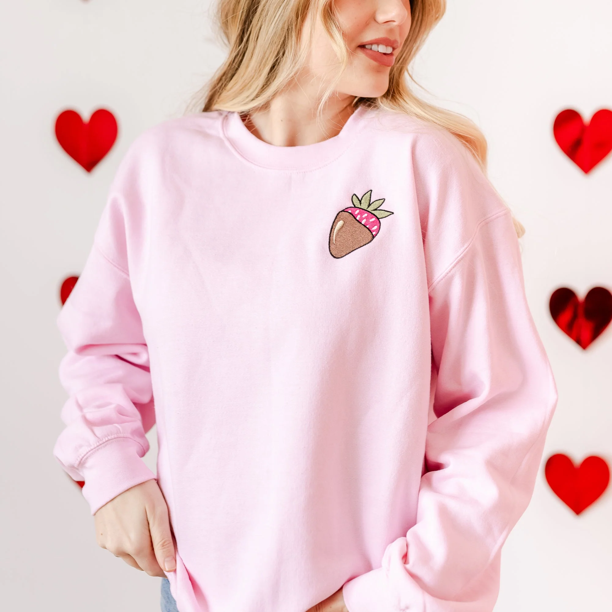 Embroidered Basic Fleece - Single Chocolate Covered Strawberry