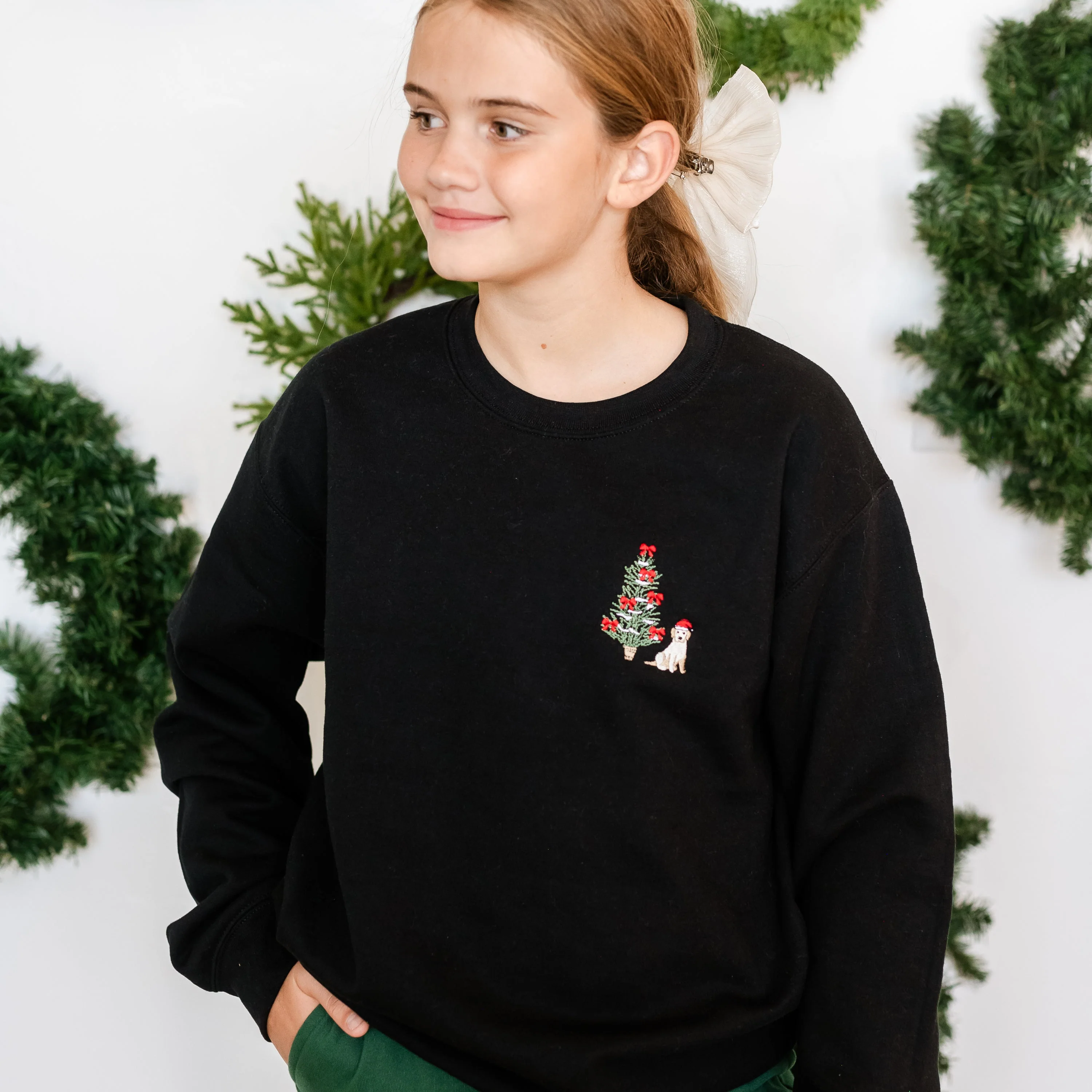 Santa Pup - Embroidered Child Sweater - Image 3