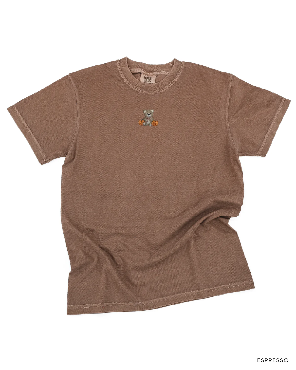 Embroidered Comfort Colors Tee - Fall Teddy Bear (center)