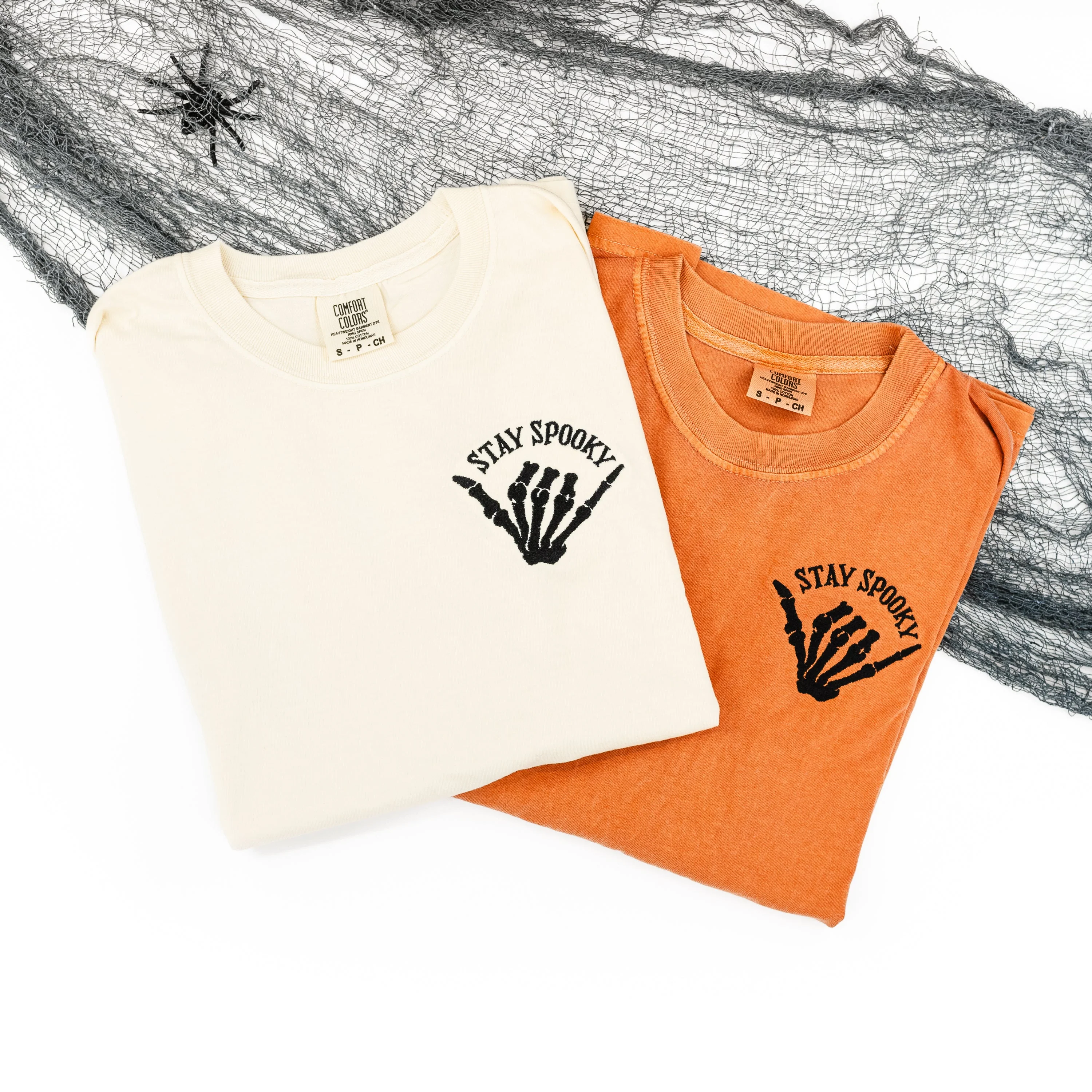 Stay Spooky Skelly Hand - Embroidered Comfort Colors Tee