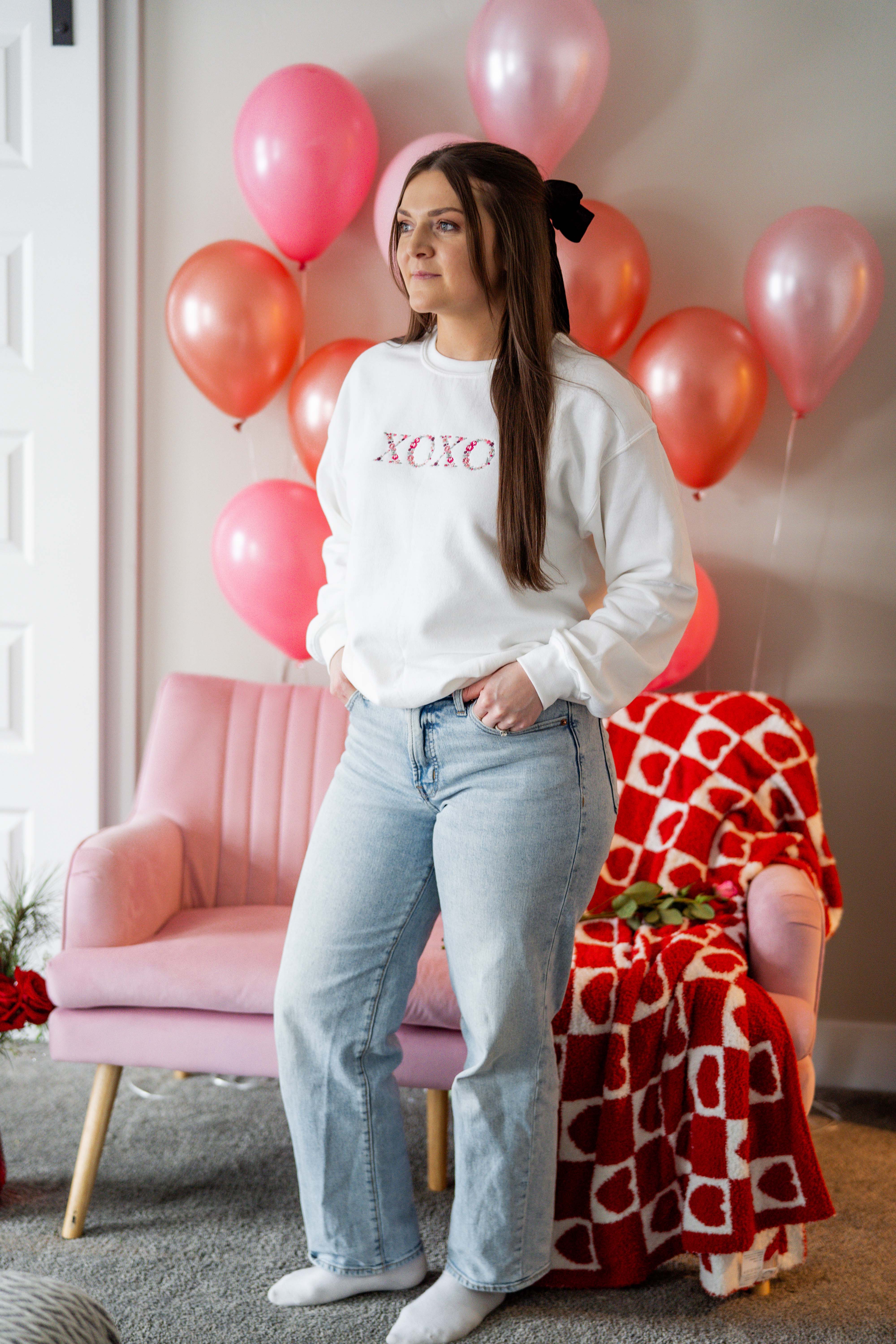 Embroidered - Floral XOXO - Basic Fleece - Image 3