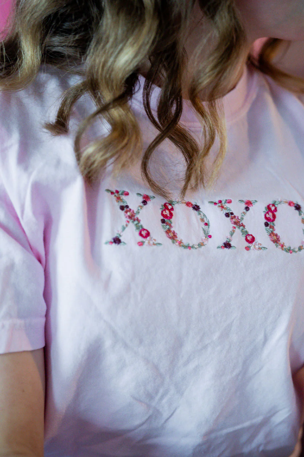 Embroidered - Floral XOXO - Comfort Colors Tee - Image 3